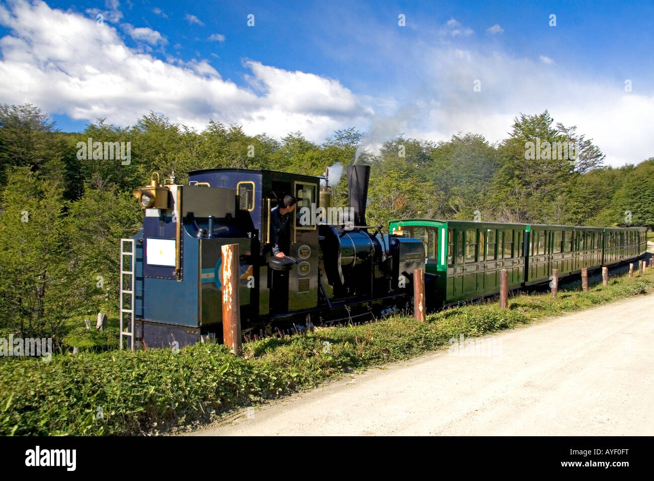 Le sud du chemin de fer Fuegian ou la fin du monde en train le Parc National Terre de Feu argentine Banque D'Images