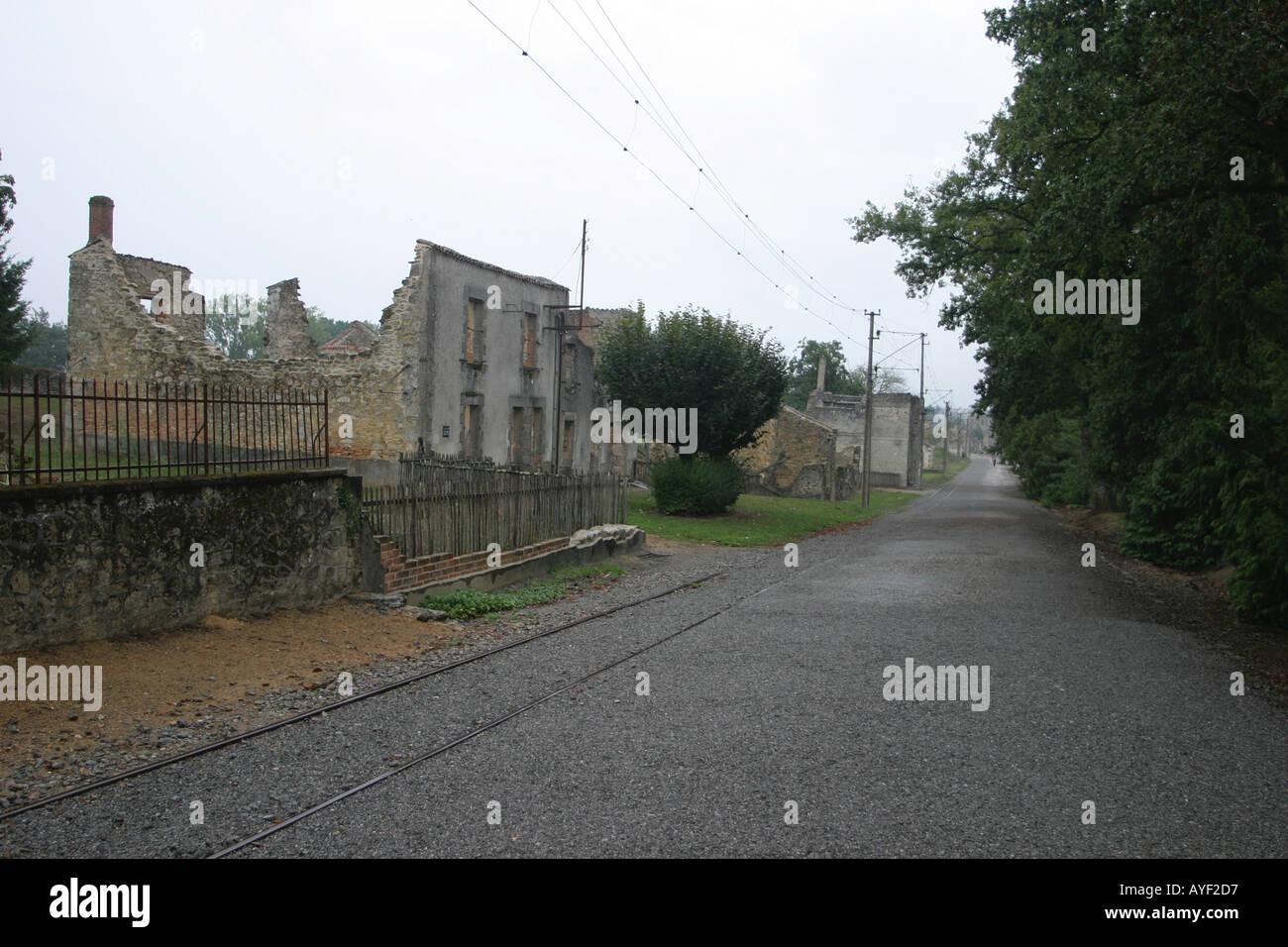 Oradour sur Glane préservé Limousin scène de village de WW2 massacre nazi SS France Banque D'Images