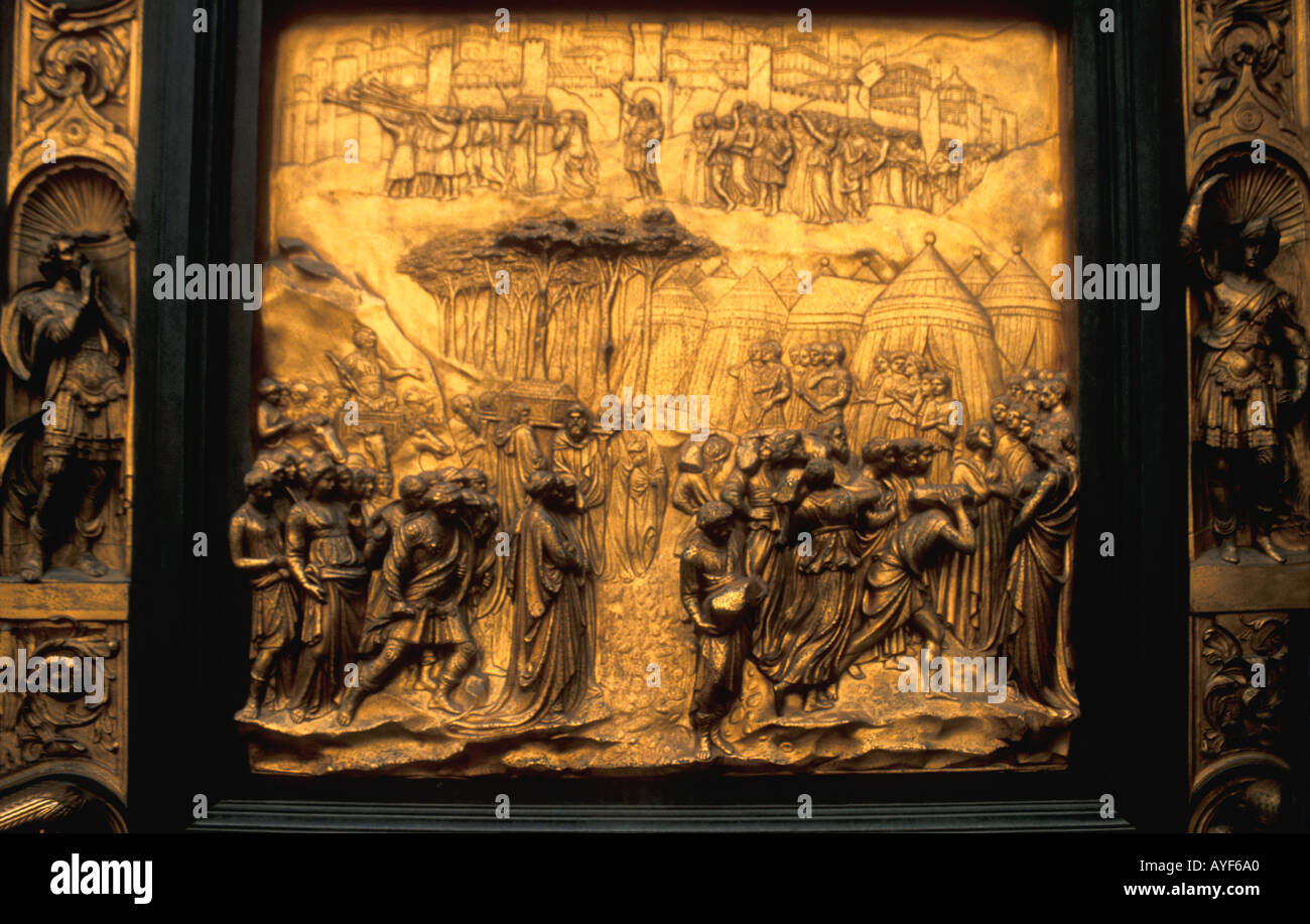 Baptistère cathédrale portes est Lorenz Ghiberti Florence Toscane Italie Europe Banque D'Images
