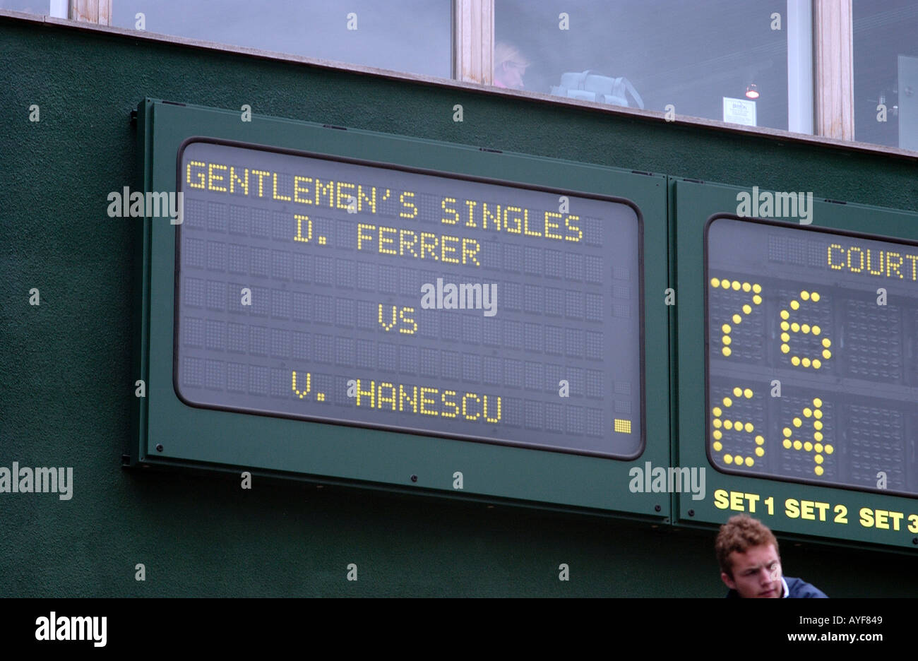 Là haut des célibataires scoreboard au tournoi de tennis de Wimbledon Angleterre UK Banque D'Images