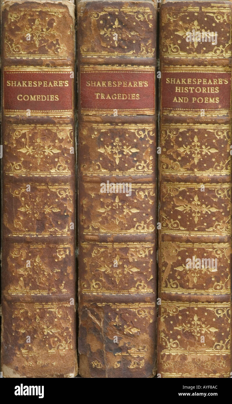 Les volumes reliés en cuir de William Shakespeares works Banque D'Images