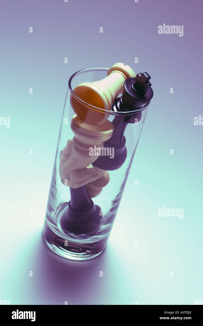 Pièces des échecs en verre Banque D'Images