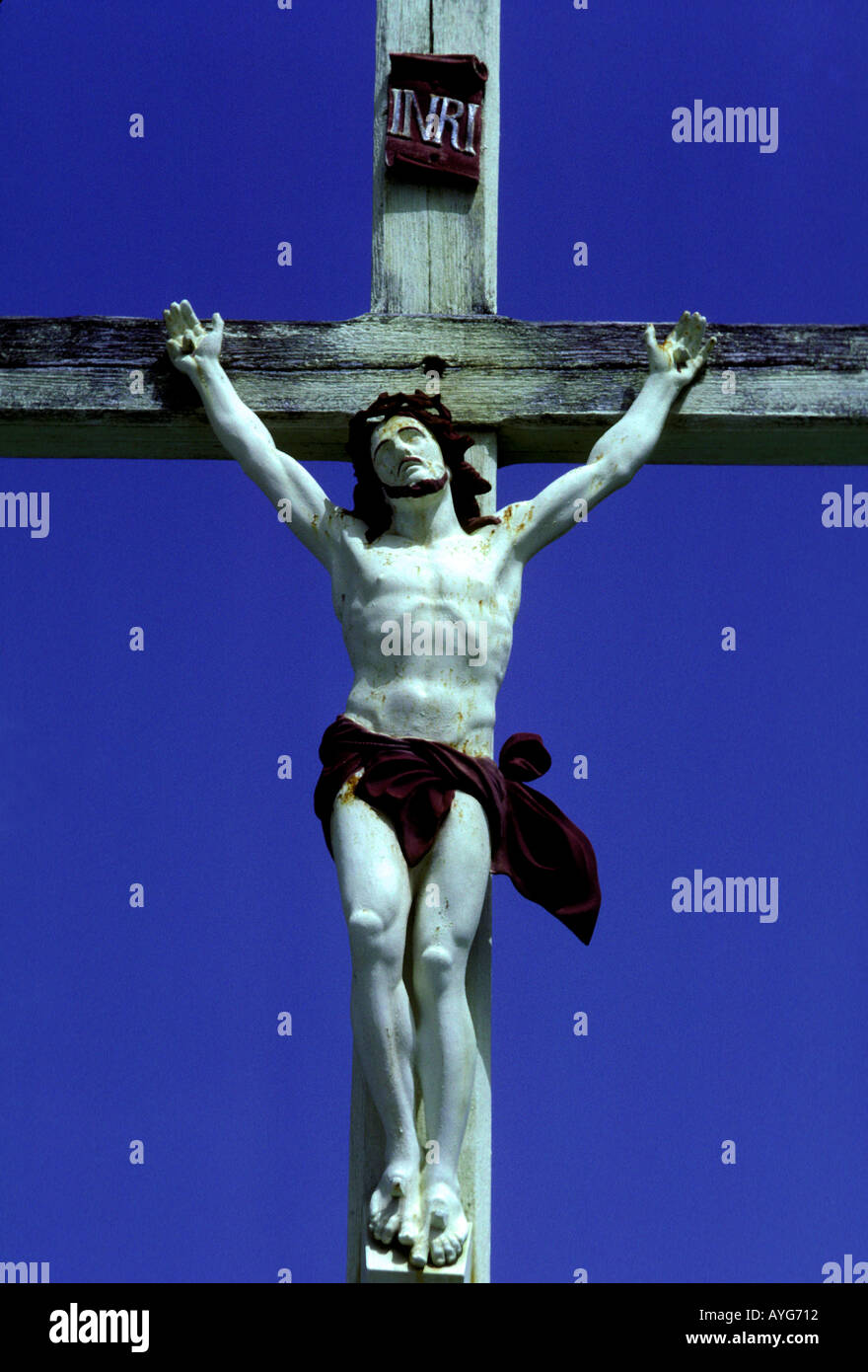 Jésus Christ sur la croix crucifix crucifixion de l'église de la ville de Le MARIN Le Marin Martinique Antilles Françaises Banque D'Images