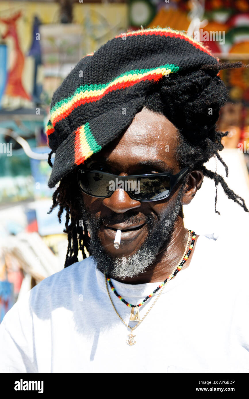 La Jamaïque Negril Beach cool man Rastafari Banque D'Images