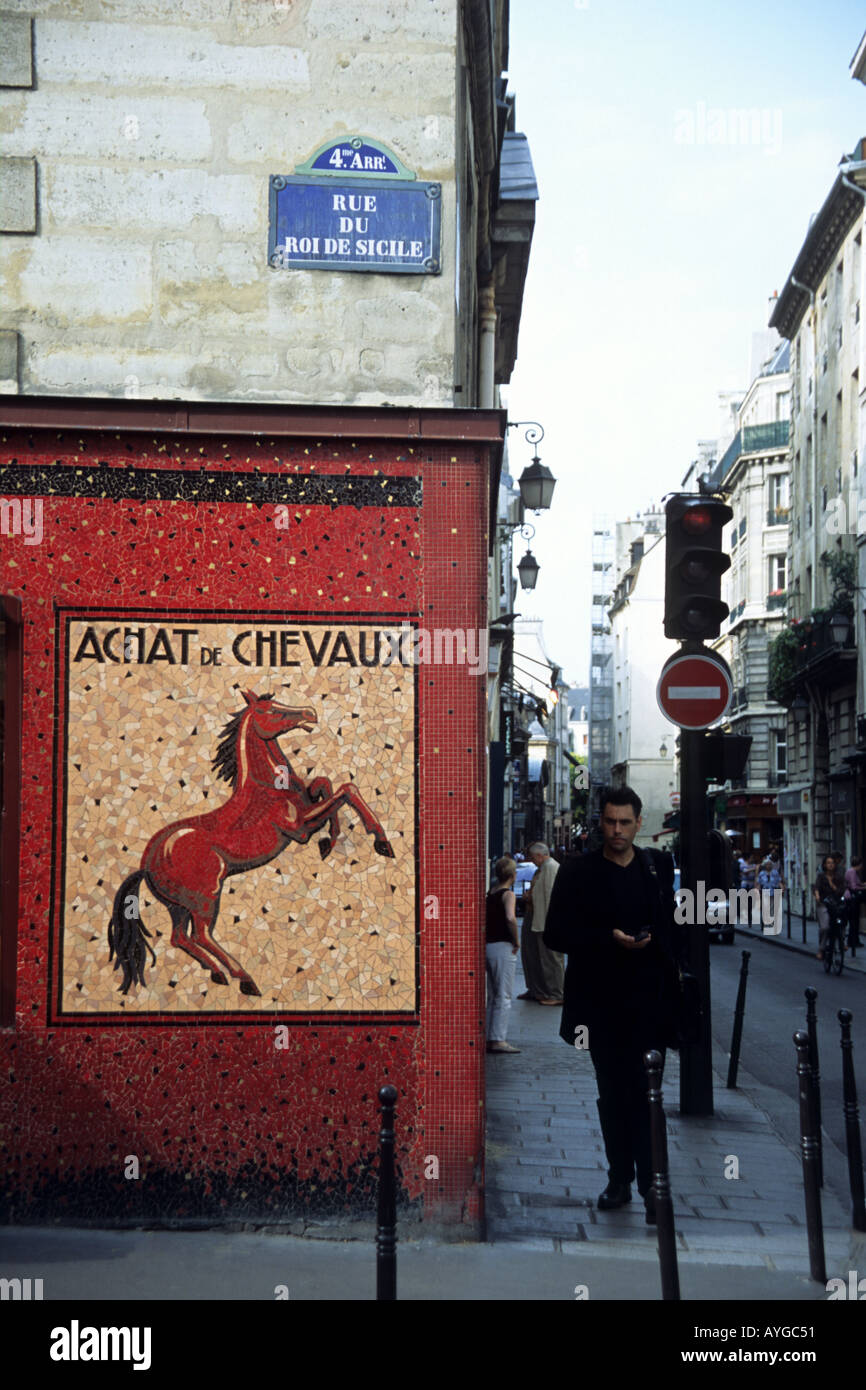 Mosaïque murale parisienne, France Banque D'Images