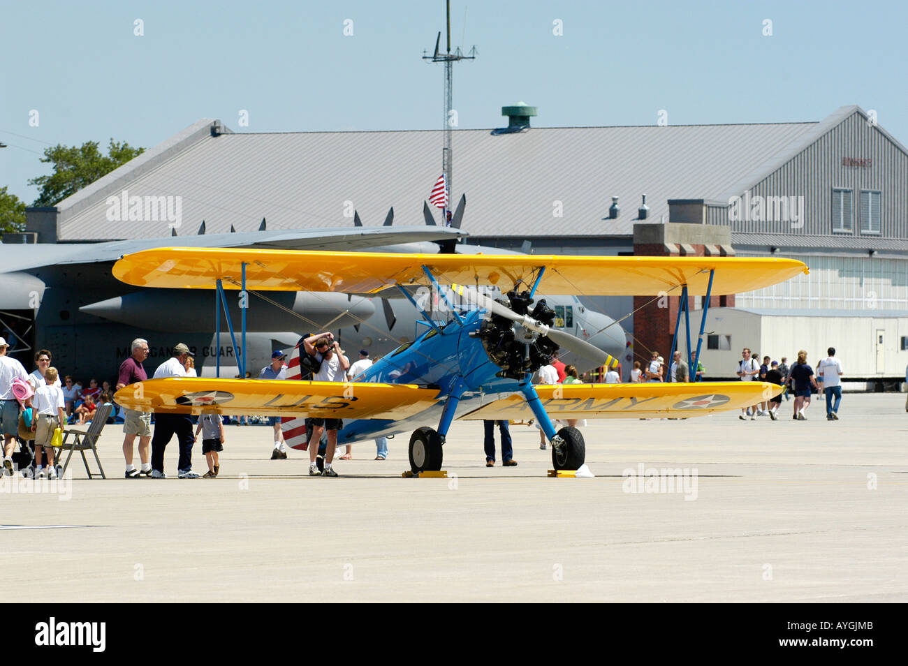 L'aile de l'avion bi la PREMIÈRE GUERRE MONDIALE à l'Air Show à Selfridge Air Force Base Mt Mount Clemens Michigan MI Banque D'Images