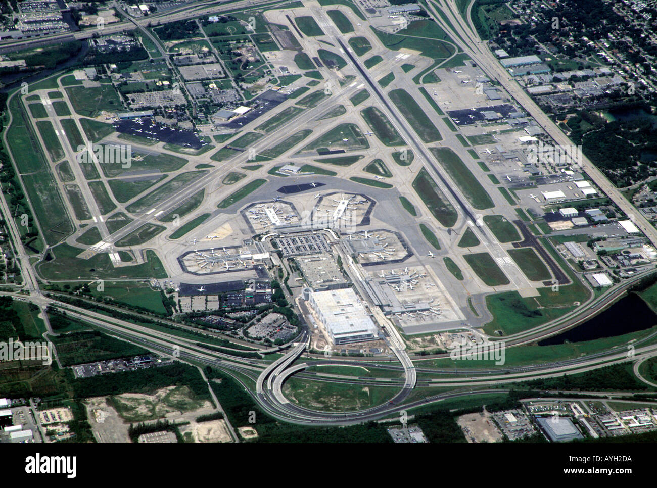 Vue aérienne de l'aéroport de Fort Lauderdale Florida USA Banque D