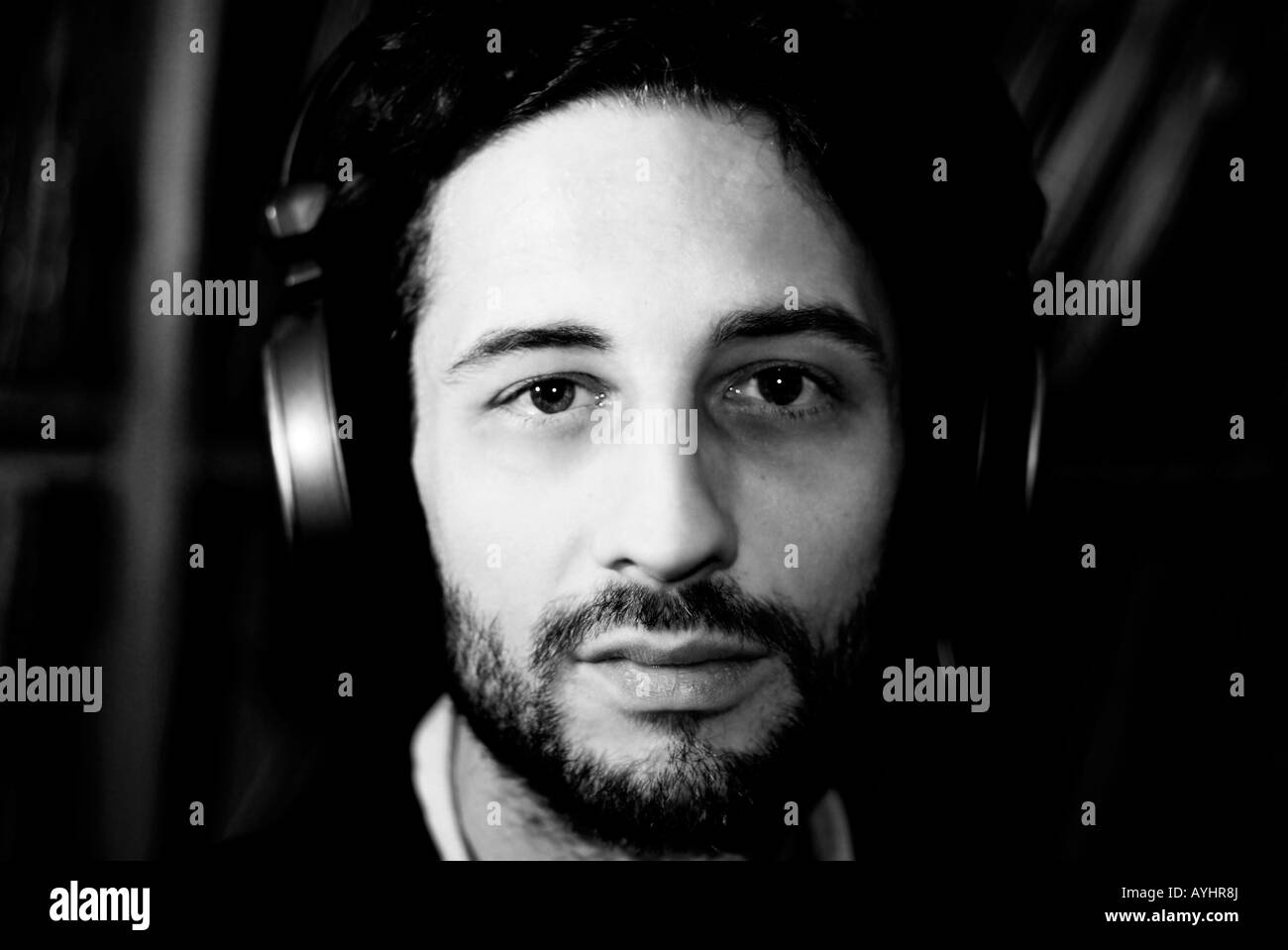 DJ luke Vibert en noir et blanc portrait Banque D'Images
