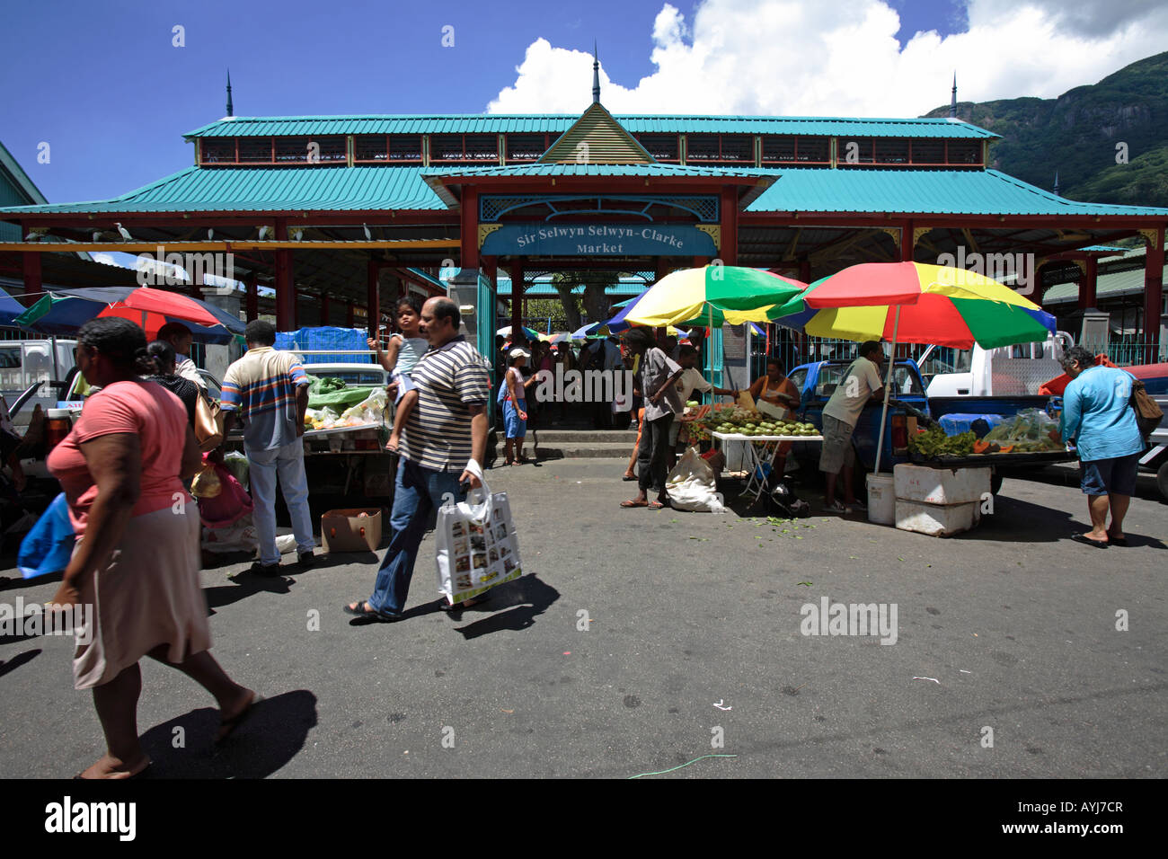 Sir Selwyn Selwyn Clarke market à Victoria, Mahe, Seychelles Banque D'Images