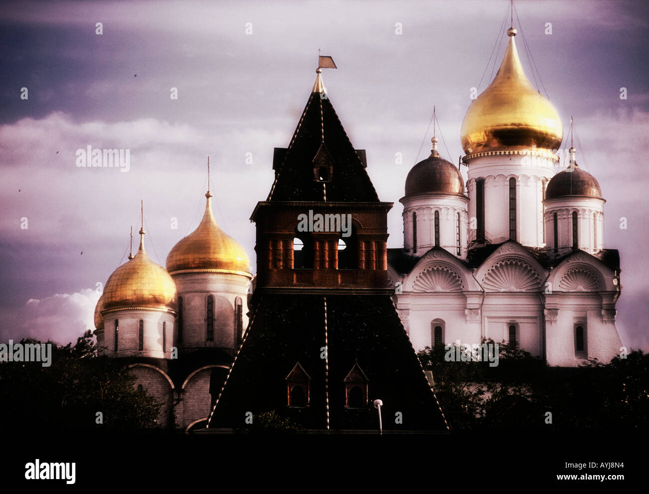 Dôme couleur or à Moscou Russie cathédrale coupoles Banque D'Images