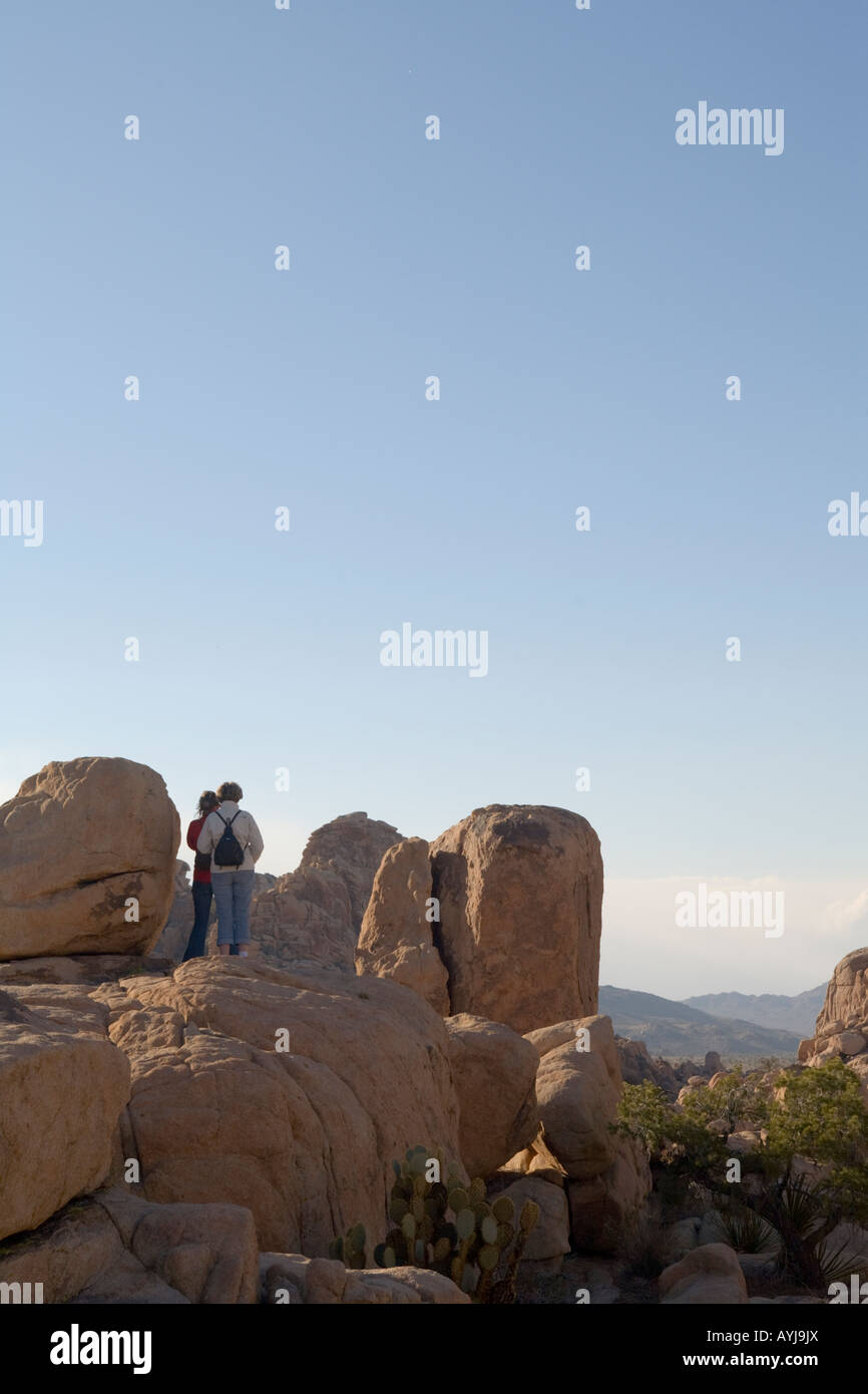 Joshua Tree National Park en Californie avec vue sur Vallée Cachée Banque D'Images