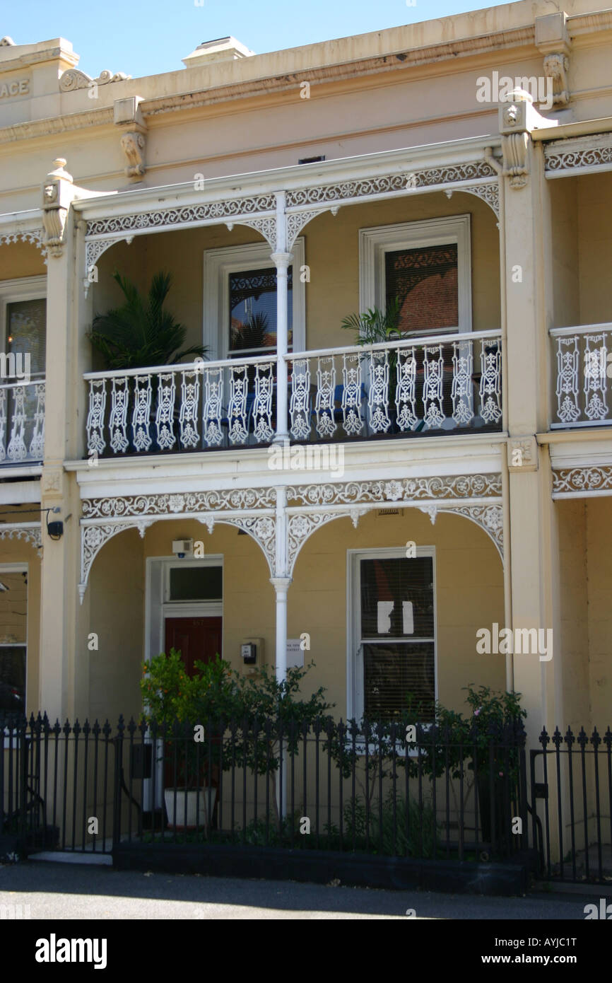 Maison terrraced l'ère victorienne dans Carlton - Melbourne, Victoria, Australie Banque D'Images