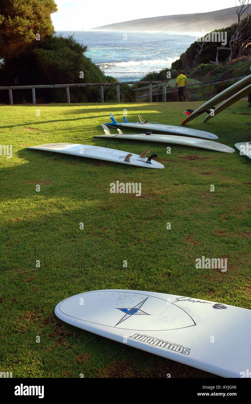 Des planches de surf à la célèbre région de Margaret River Yallingup Western Australie Pas de PR Banque D'Images