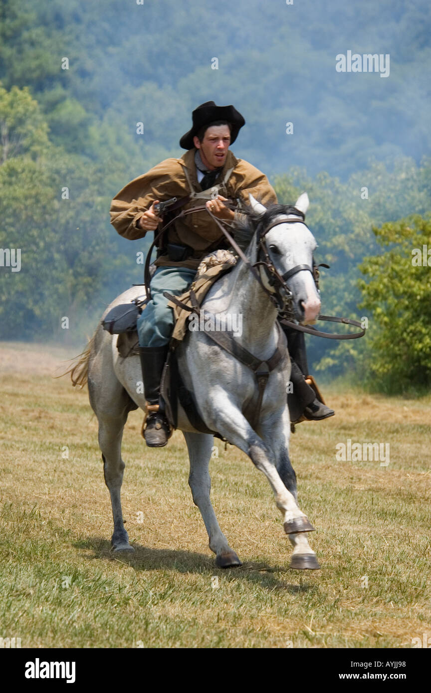 Calvaire confédéré Morgan Raid s Bataille de Corydon Reenactment Guerre civile Corydon Indiana Banque D'Images