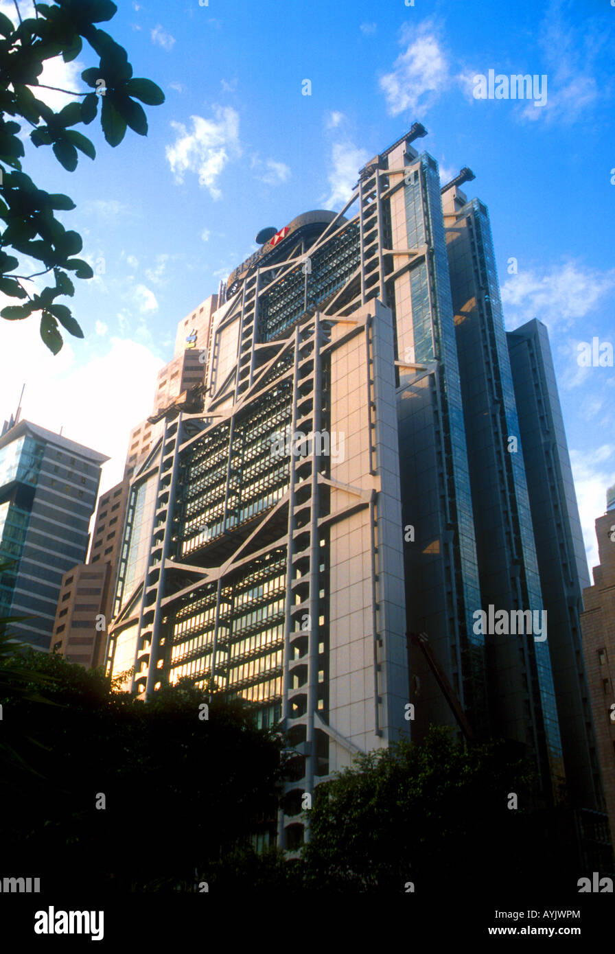 Bâtiment principal de l'HSBC Hong Kong and Shanghai Banking Corporation Ltd., dans le centre du quartier financier Banque D'Images