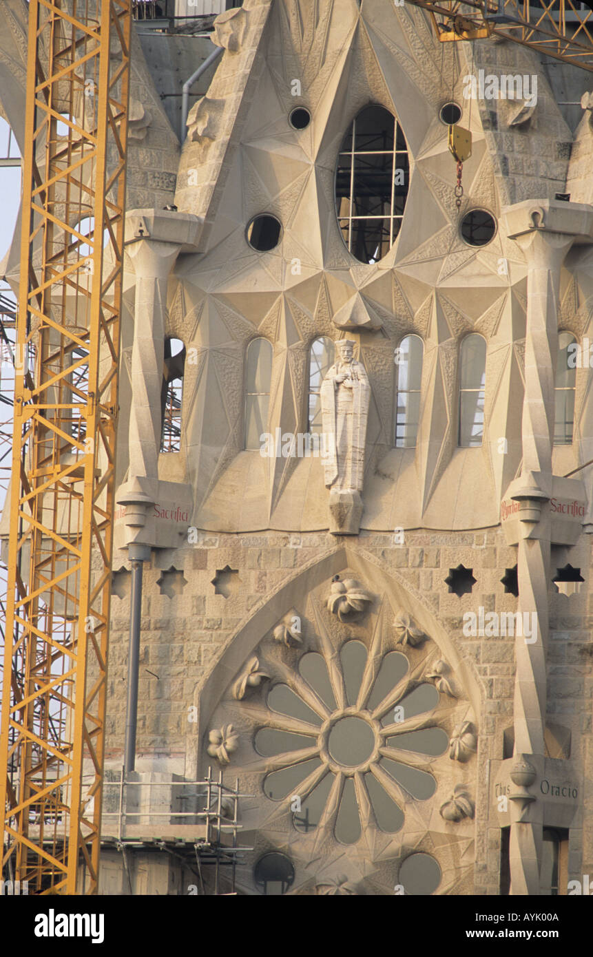 Nouvelle construction à Antoni Gaudi chef d'oeuvre de l'architecture de l'église Sagrada Familia à Barcelone, Espagne Banque D'Images