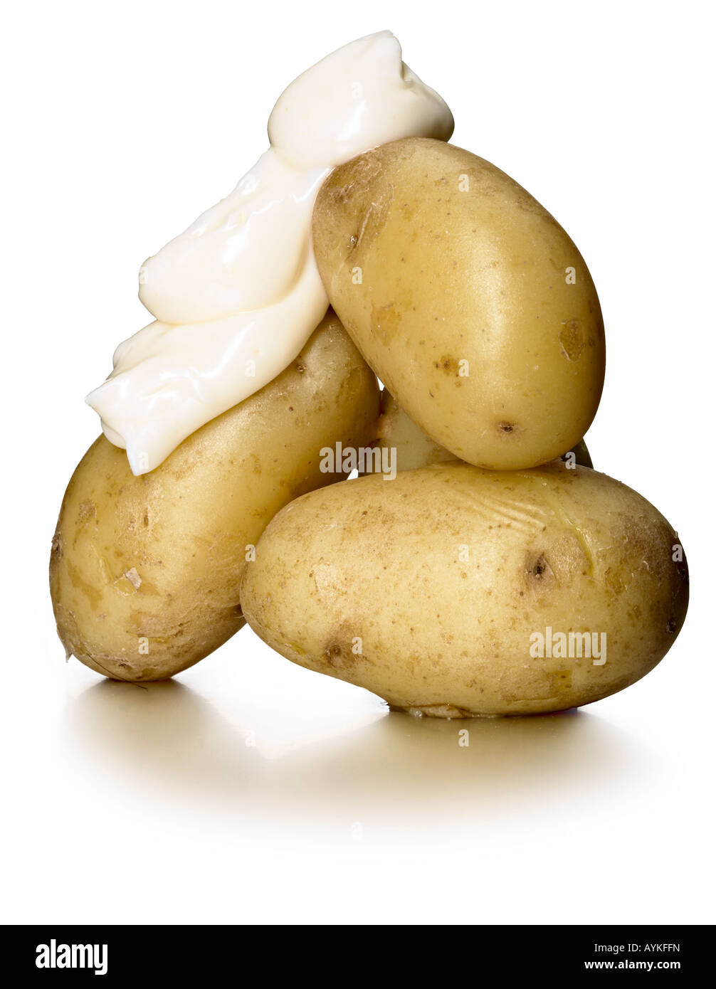 Des pommes de terre avec de la mayonnaise Banque D'Images