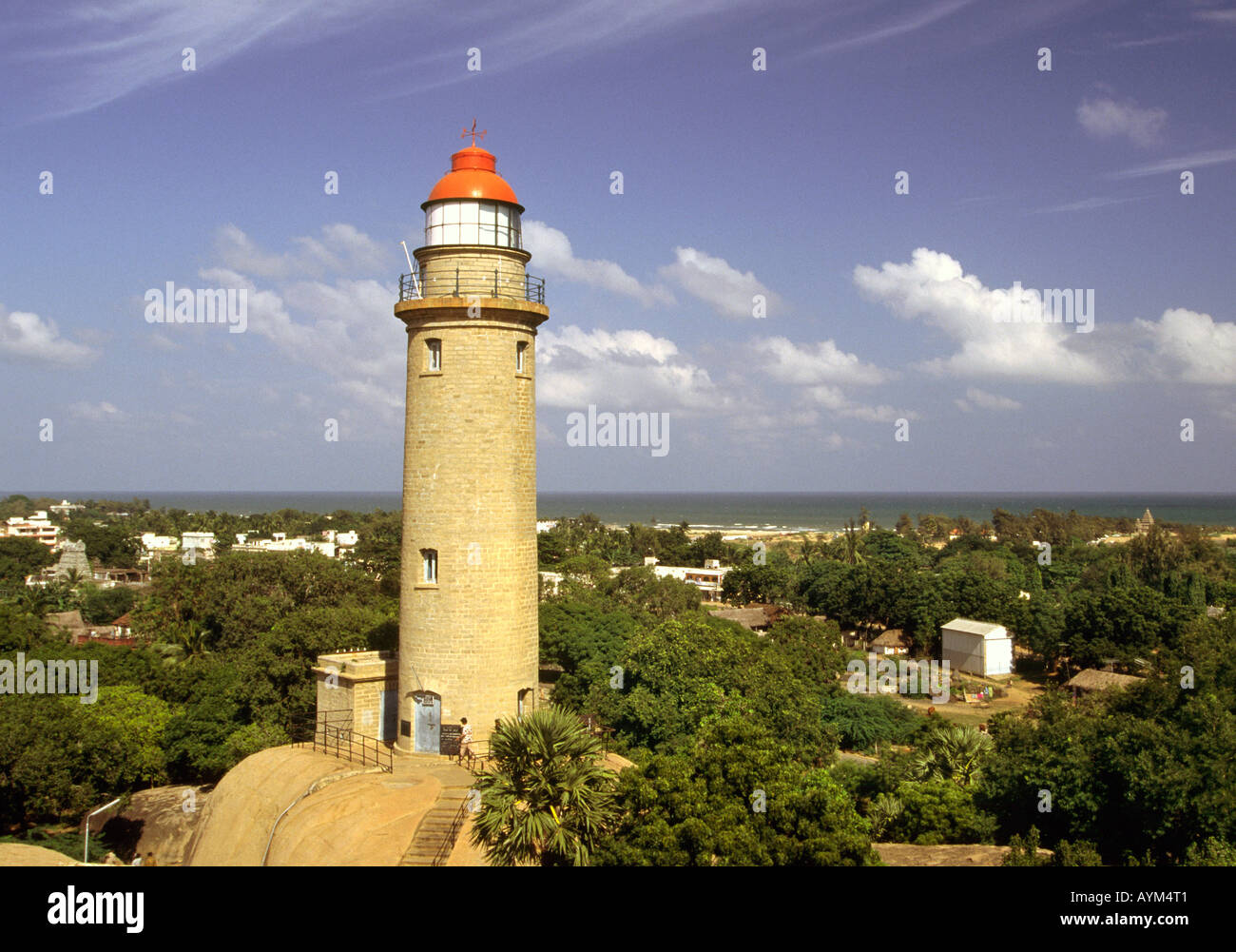 L'Inde Tamil Nadu Mahabalipuram lighthouse Banque D'Images