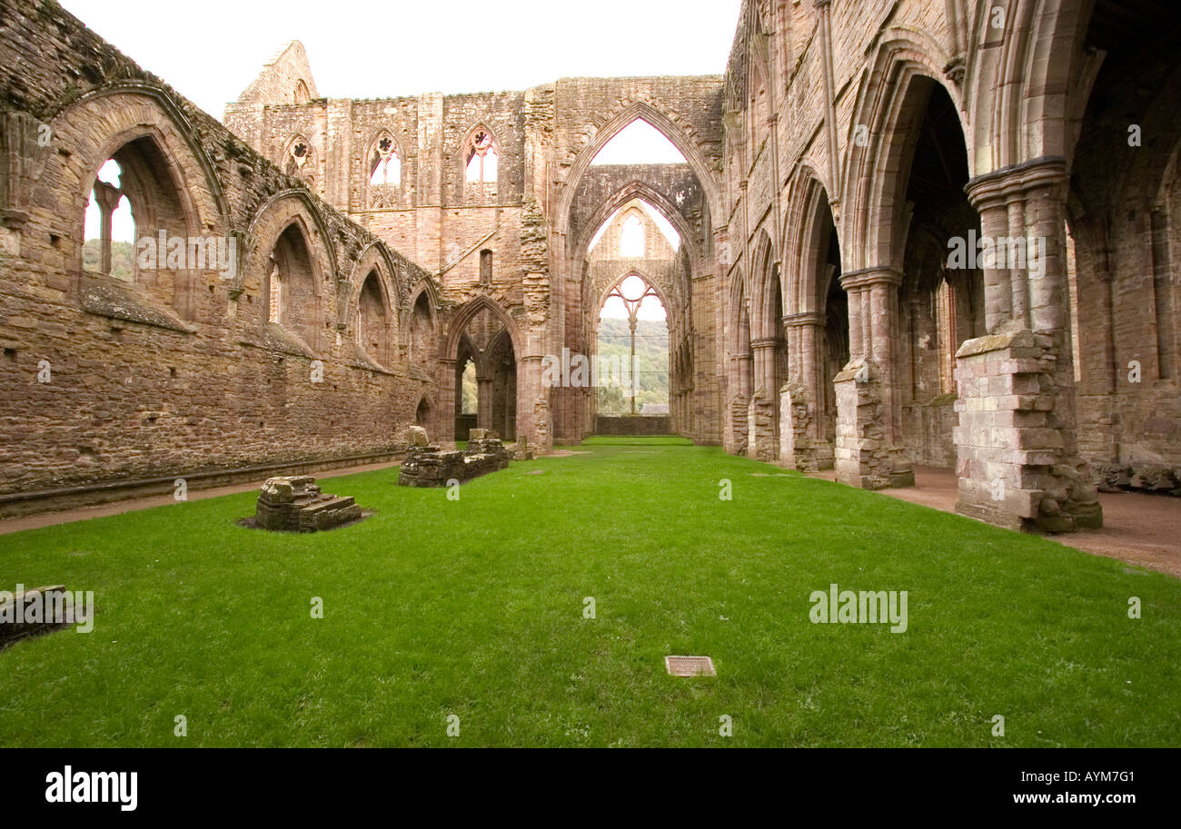 L'intérieur de ruines de l'abbaye de tintern Wales Banque D'Images
