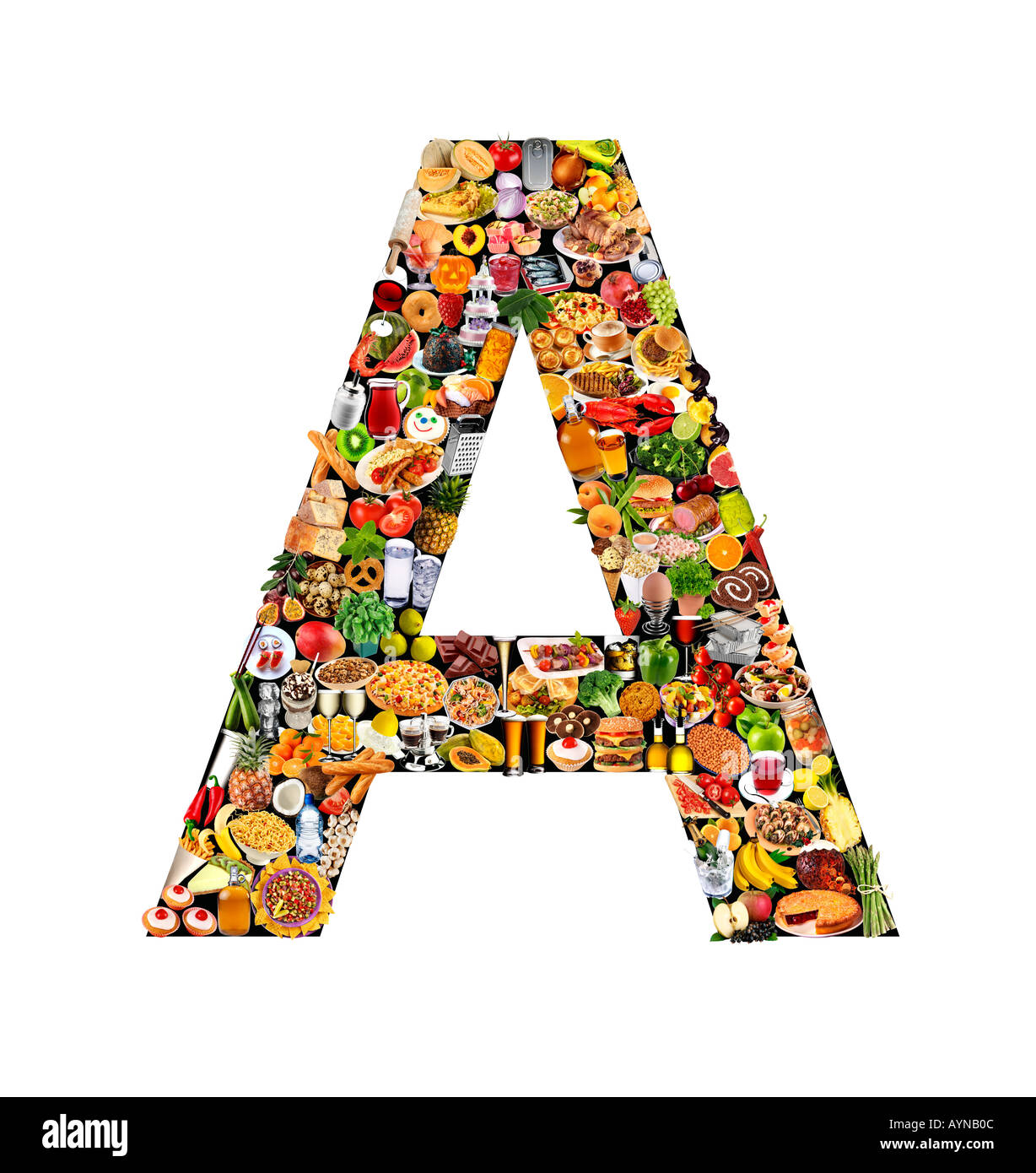 Lettre d'un FOODFONT SUR NOIR ET BLANC Banque D'Images