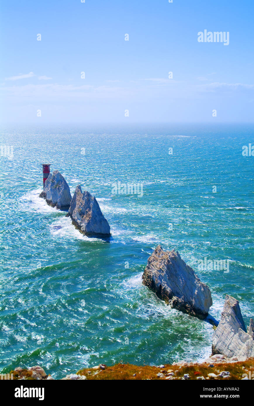 Les aiguilles et le phare Ile de Wight Angleterre UK JMH0840 Banque D'Images