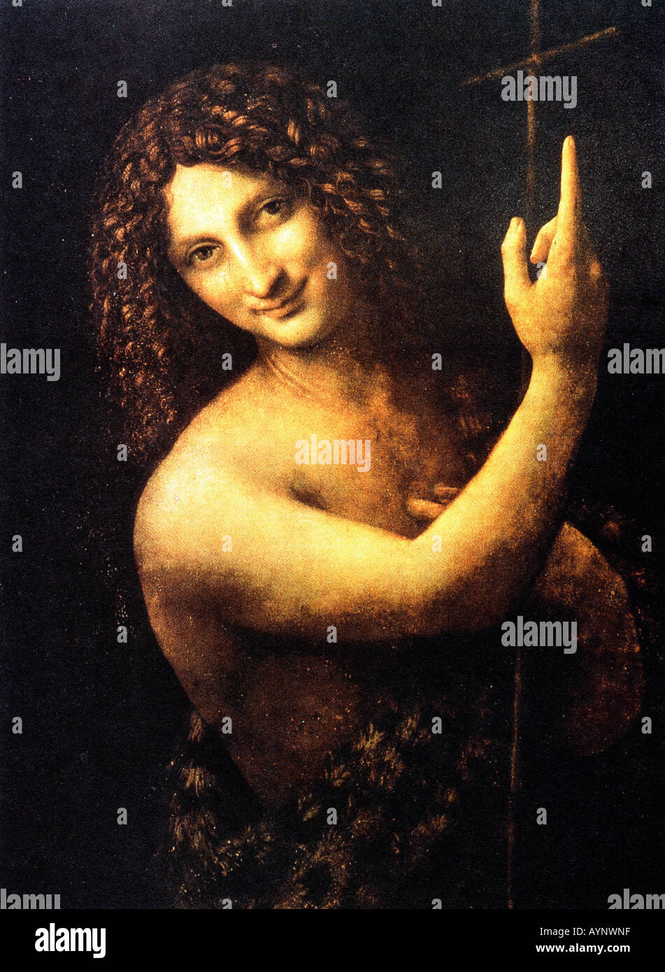 Saint Jean Baptiste ca. 1513-1519 par Leonardo da Vinci 1452-1519 huile sur bois Banque D'Images