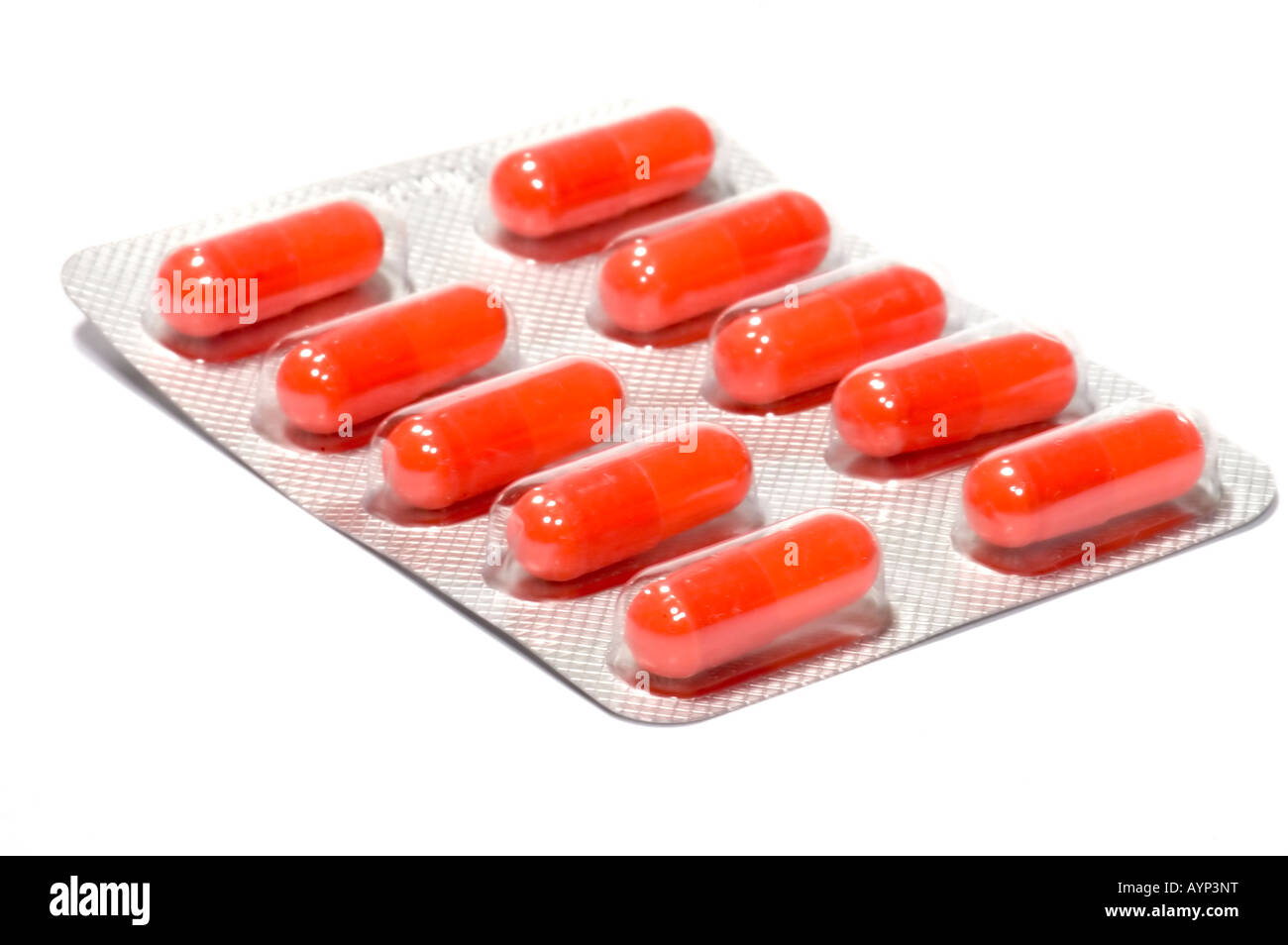 Objet série sur tablette d'emballage blanc Banque D'Images