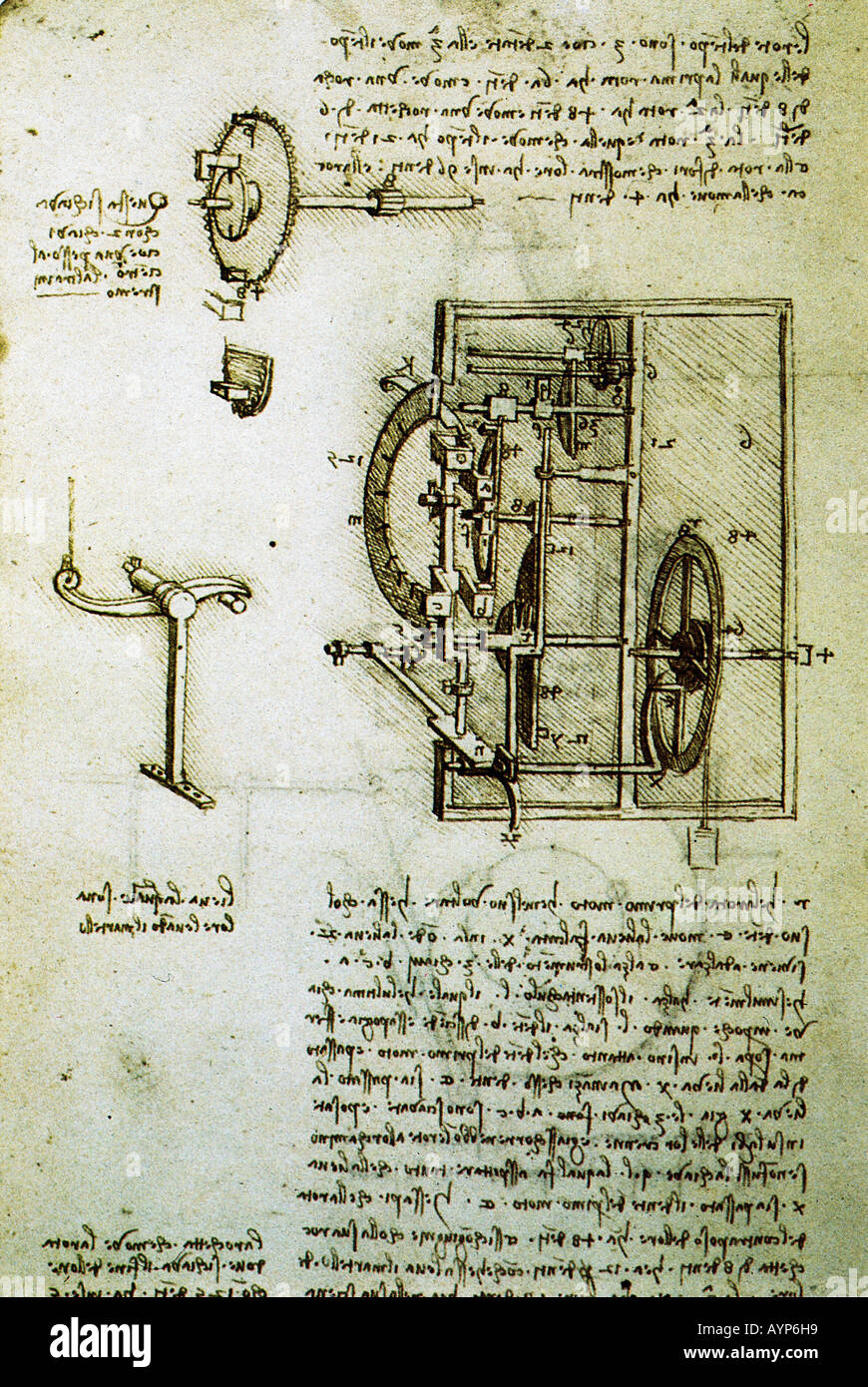 Étude d'un mécanisme d'entraînement de printemps en un temps ca. 1495 plume et encre, dessiné par Leonardo da Vinci 1452-1519 Banque D'Images