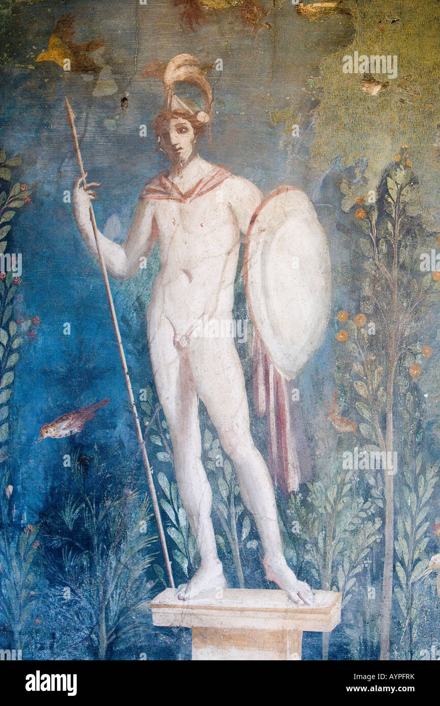 Peinture de Mars, maison de Vénus, site archéologique de Pompéi, Pompéi, Italie Banque D'Images