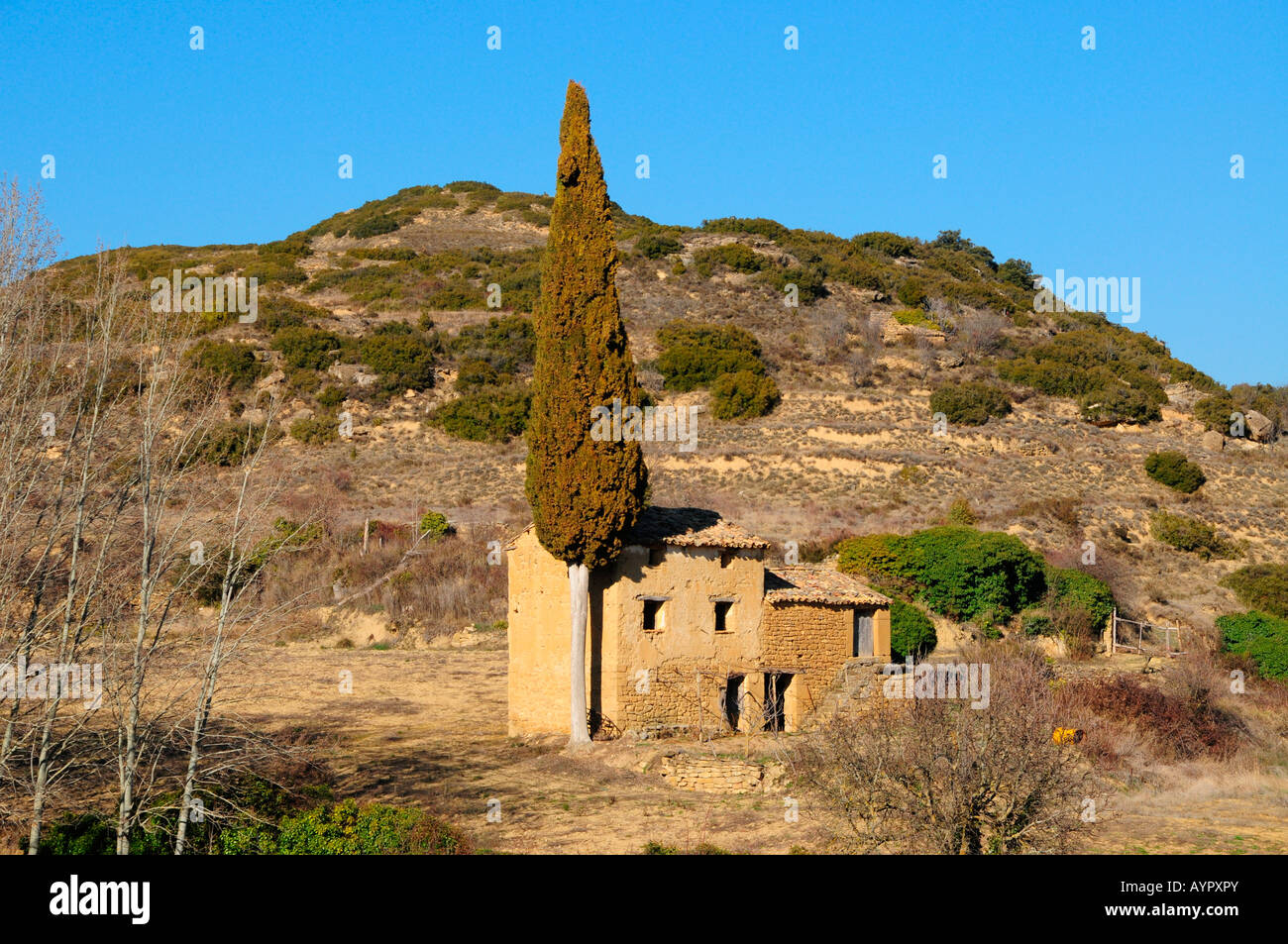 Finca, cuisine espagnole traditionnelle ferme près de Castiliscar, province de Saragosse, Aragon, Espagne, Europe Banque D'Images