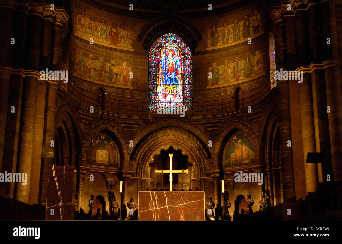 Choeur roman abside, cathédrale de Strasbourg, Strasbourg, Alsace, France Banque D'Images