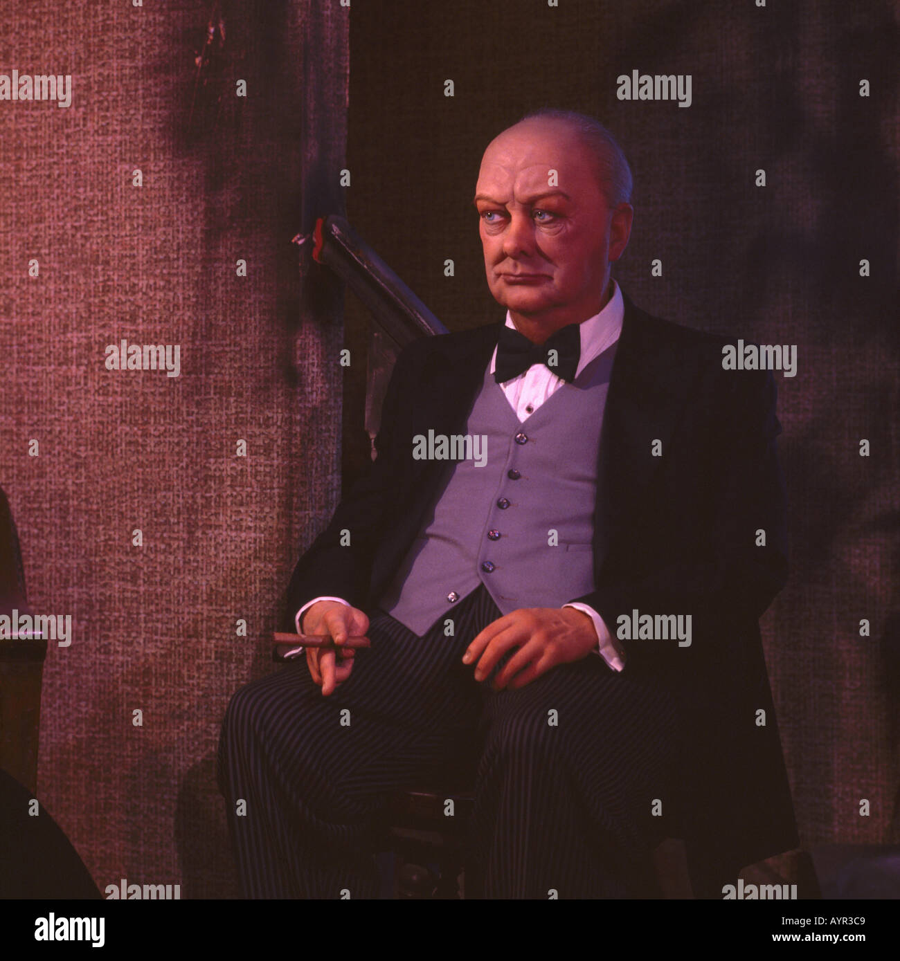 La figure de cire de Sir Winston Churchill, Josephine Tussaud Royal London Wax Museum - Victoria, BC, British Columbia, Canada Banque D'Images