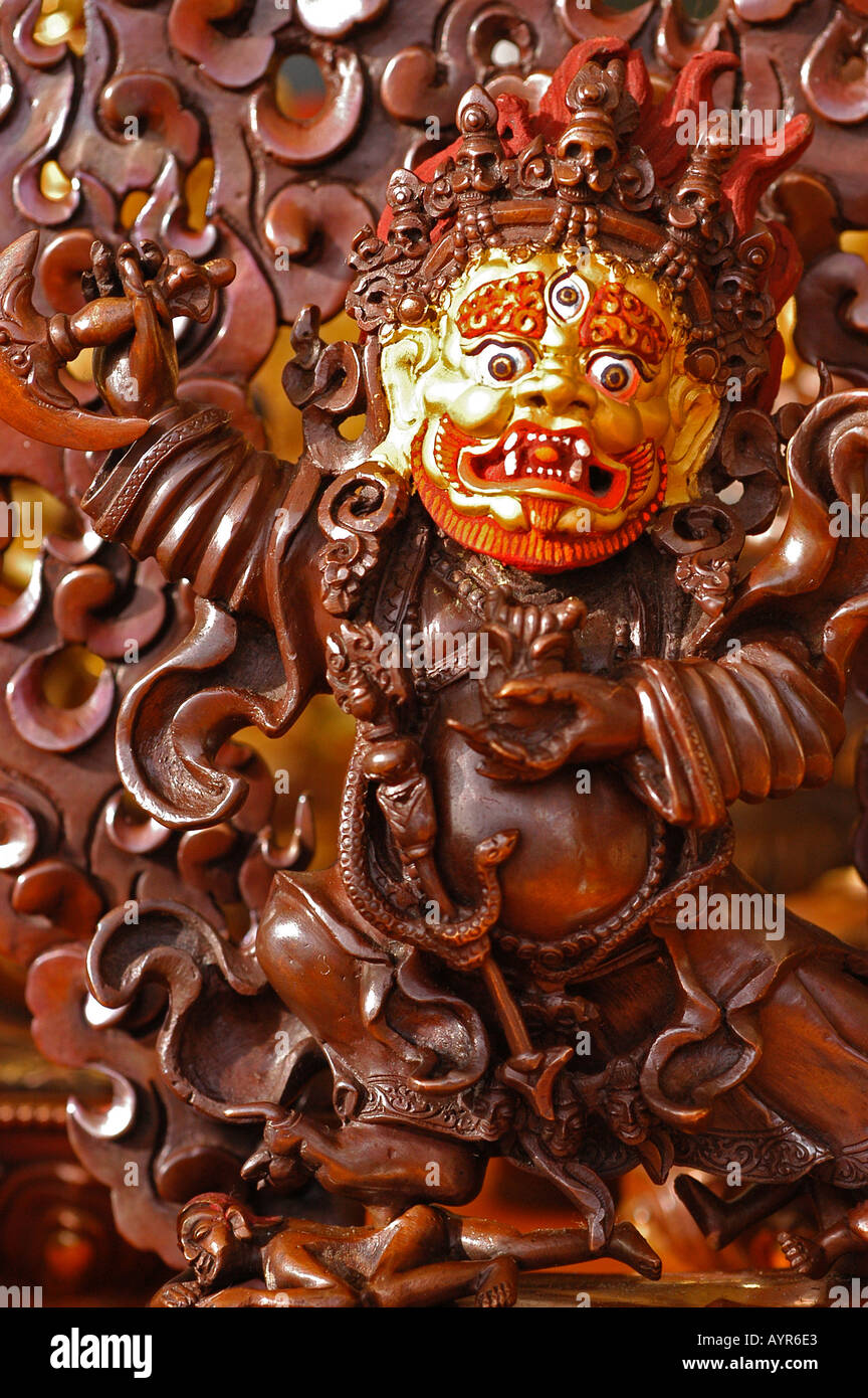 Statue de Mahakala Ber Nag Chen manteau noir Banque D'Images