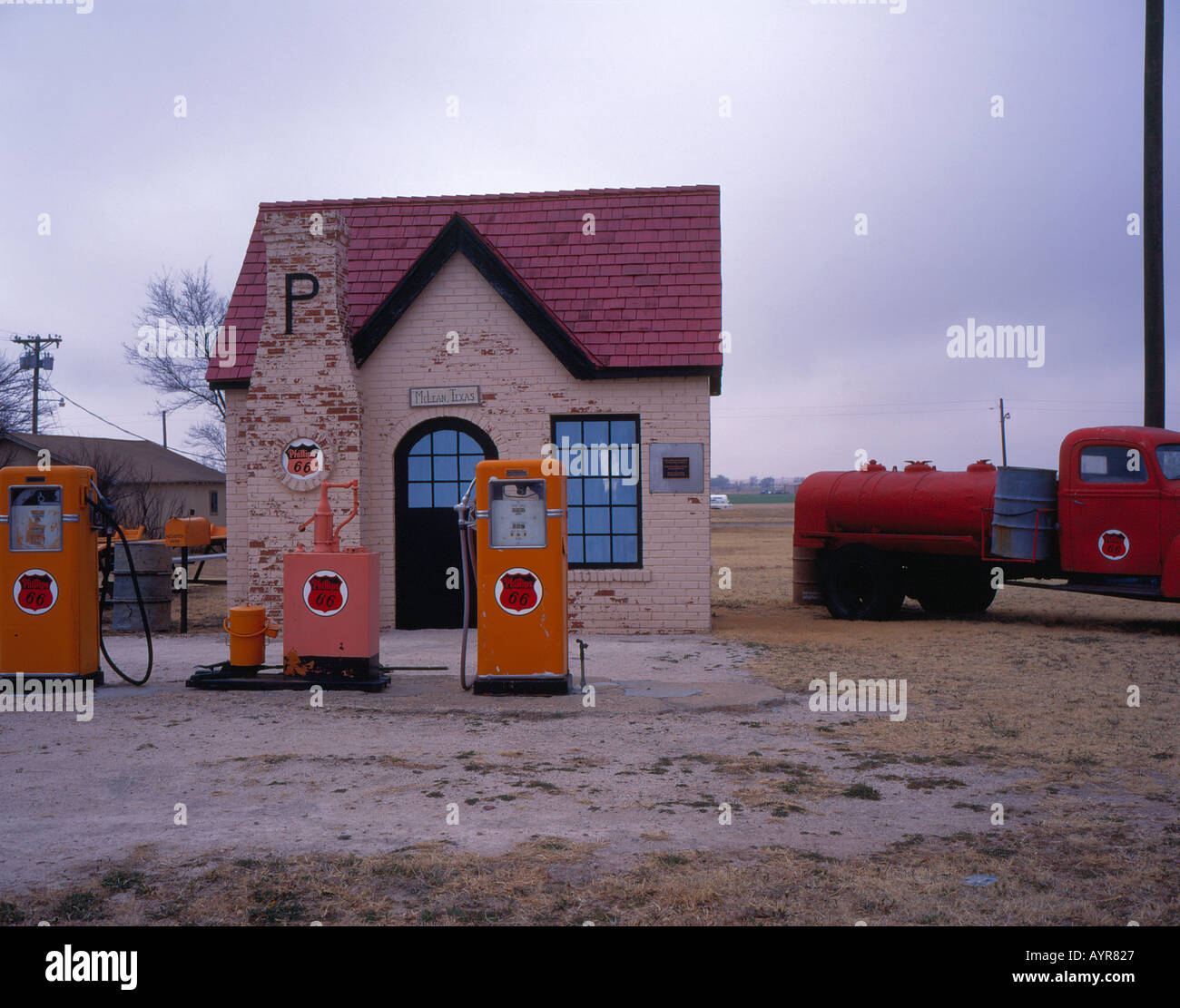 Historique Première station Phillips dans McLean sur la route 66 Texas USA. Photo par Willy Matheisl Banque D'Images