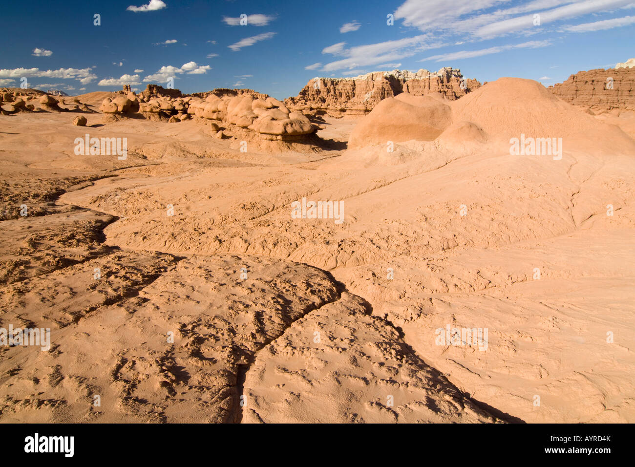 Des fissures dans le sol en parc d'état de Goblin Valley, Utah, USA Banque D'Images