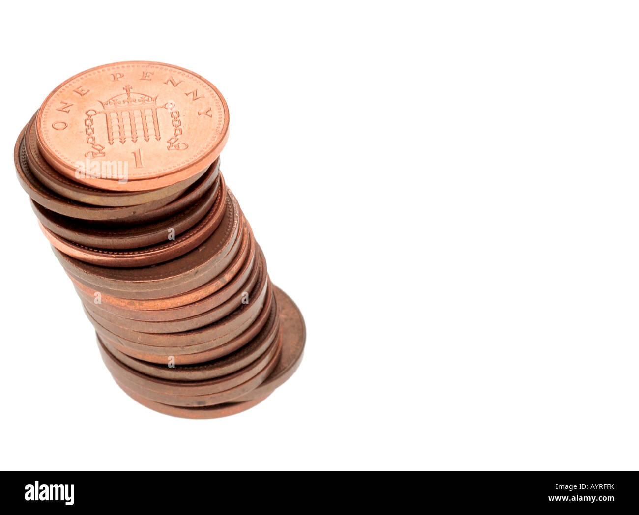 Pile de 1 pence Coins Banque D'Images