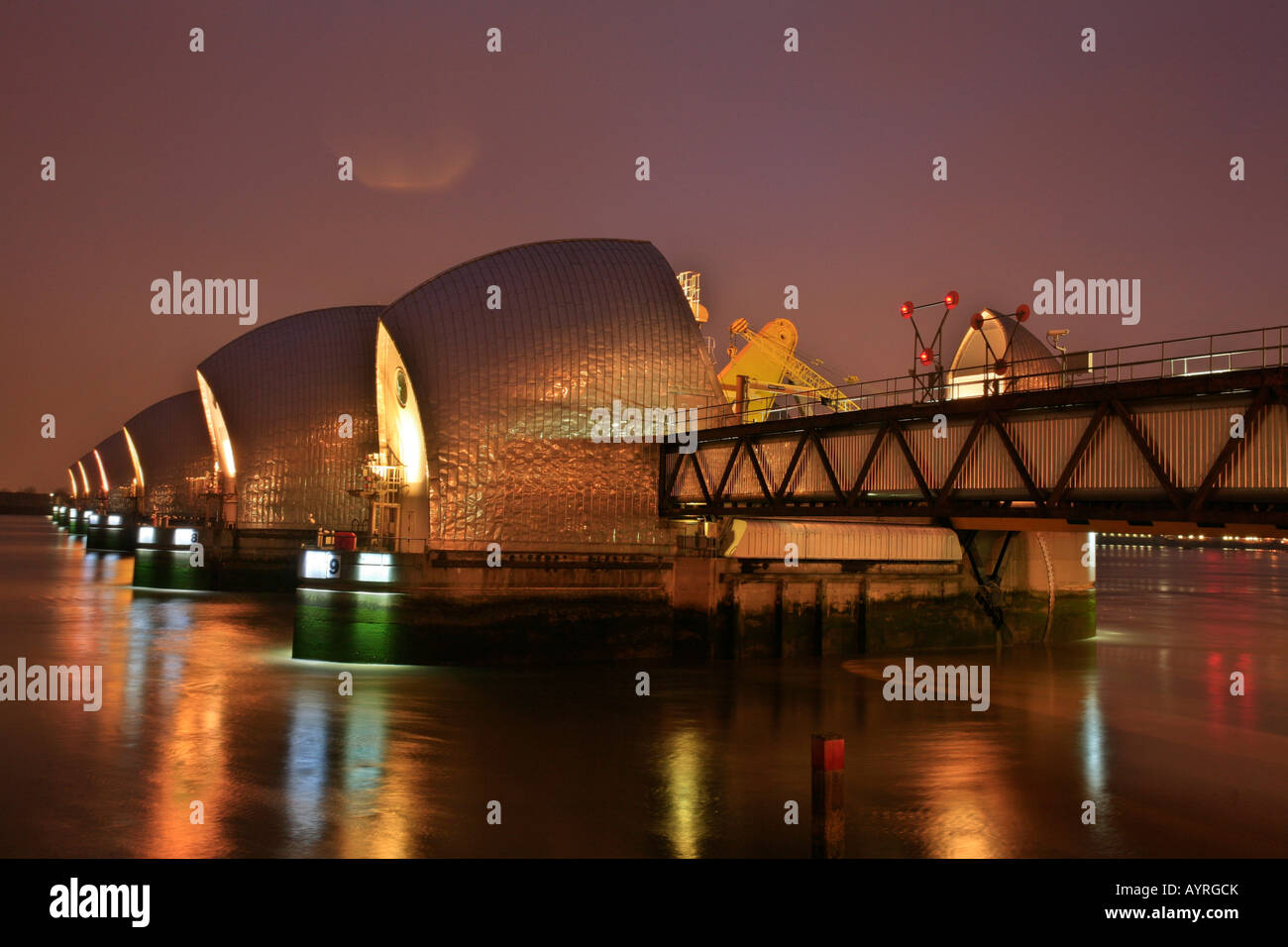 Thames Barrier, inondation barrière, Greenwich, London, England, UK Banque D'Images