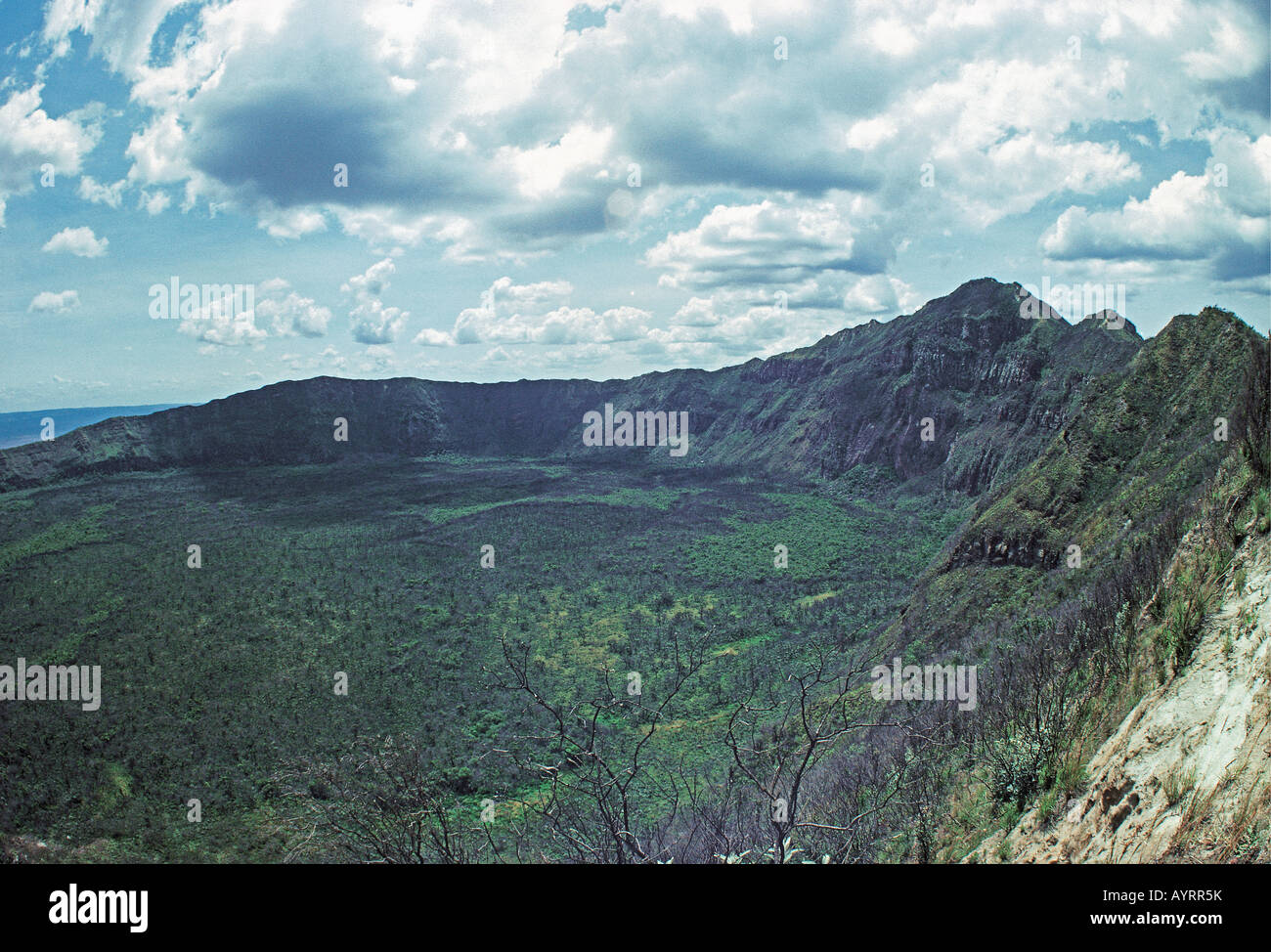 Le sommet et le cratère et caldeira du Mont Longonot Kenya Afrique de l'Est c'est un des nombreux volcans de la Great Rift Valley Banque D'Images