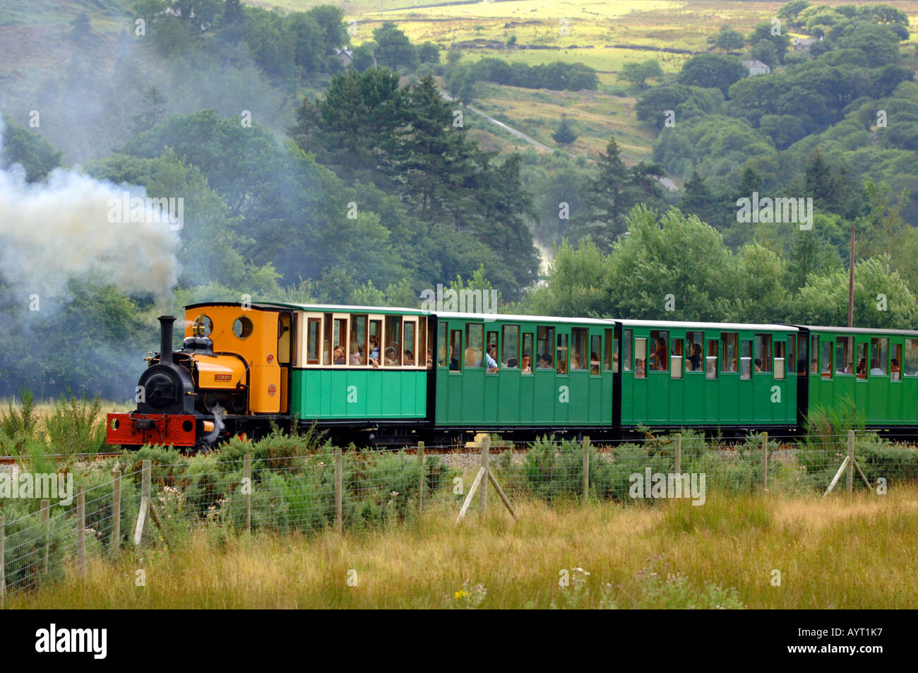 Llanberis, Lake Railway Steam Engine, Gwynedd, Pays de Galles Banque D'Images