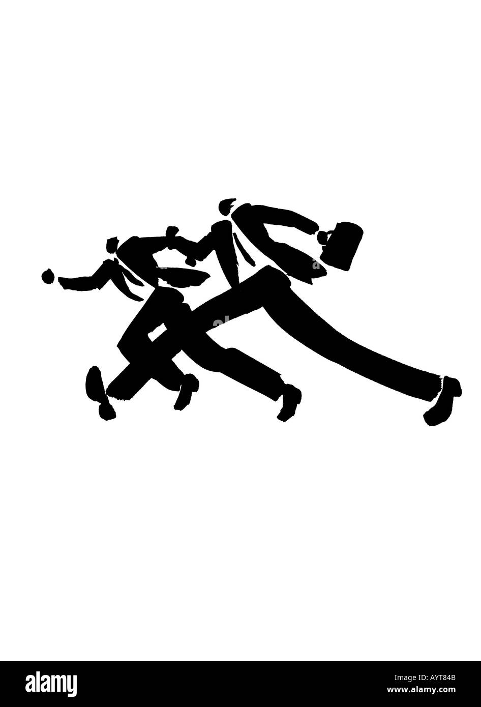 Travail brosse noir illustration d'hommes d'action Banque D'Images