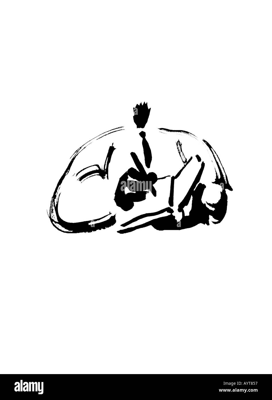 Travail brosse noir illustration d'un portrait de l'ordinateur portable Banque D'Images