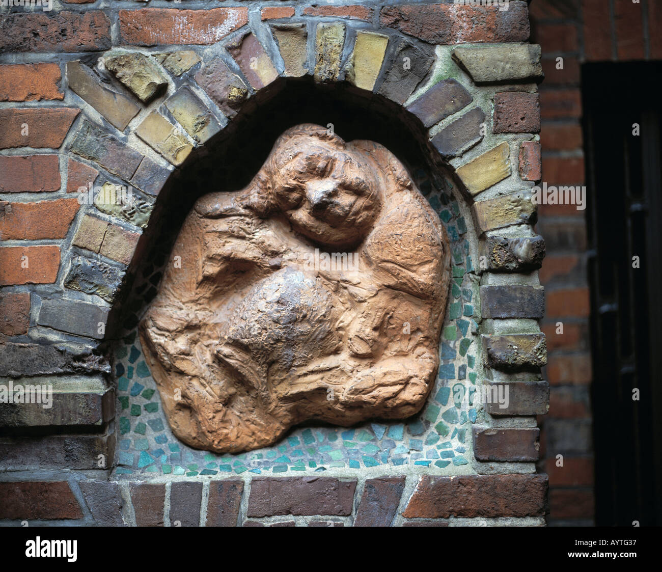 Skulptur, Steinfigur, Plastik, Brunnenfigur, Brunnen der Sieben Faulen dans der Boettchergasse, Brême, Weser, Freie Hansestadt Banque D'Images