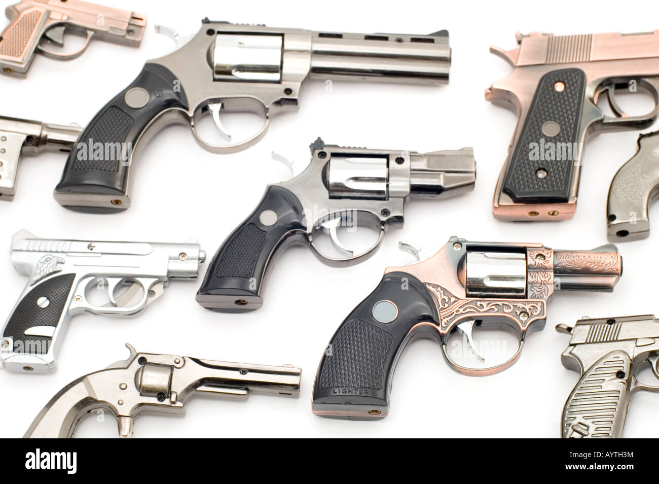 Sur l'outil objet blanc pistolet briquet Banque D'Images