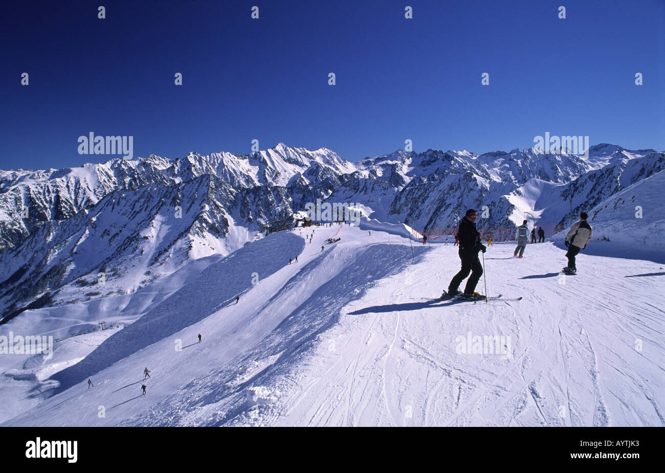 L'hiver le ski dans le Cirque du Lys, Cauterets, Pyrénées, France Banque D'Images
