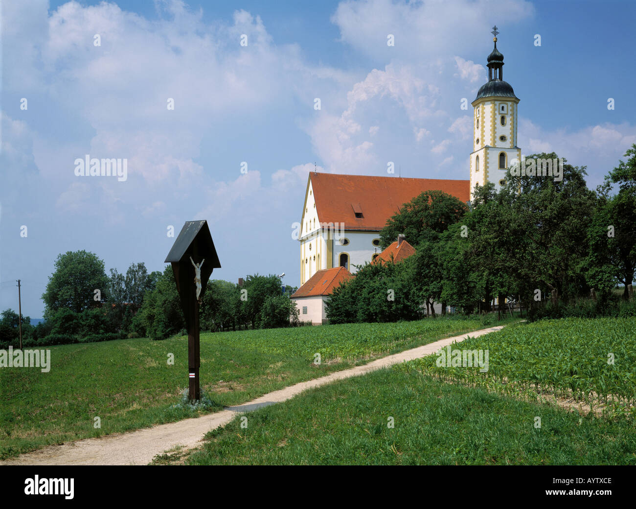 Marterl am Weg zur Wallfahrtskirche Maria Bruennlein à Wemding, Ries, Naturpark Altmuehltal, Bayern, Schwaben Banque D'Images