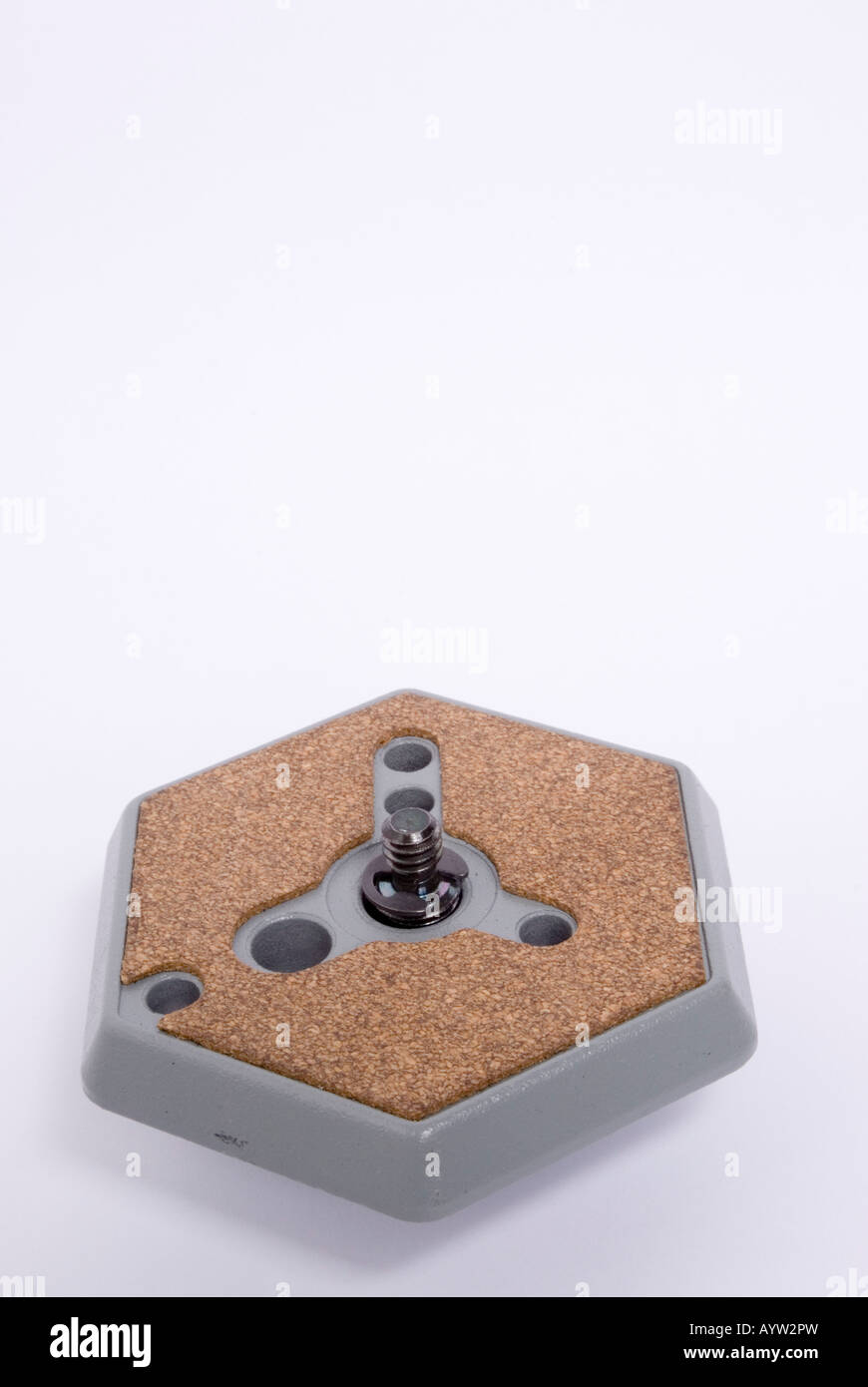 Hexagonal Manfrotto quick release plate pour attacher au trépied de l'appareil photo Banque D'Images