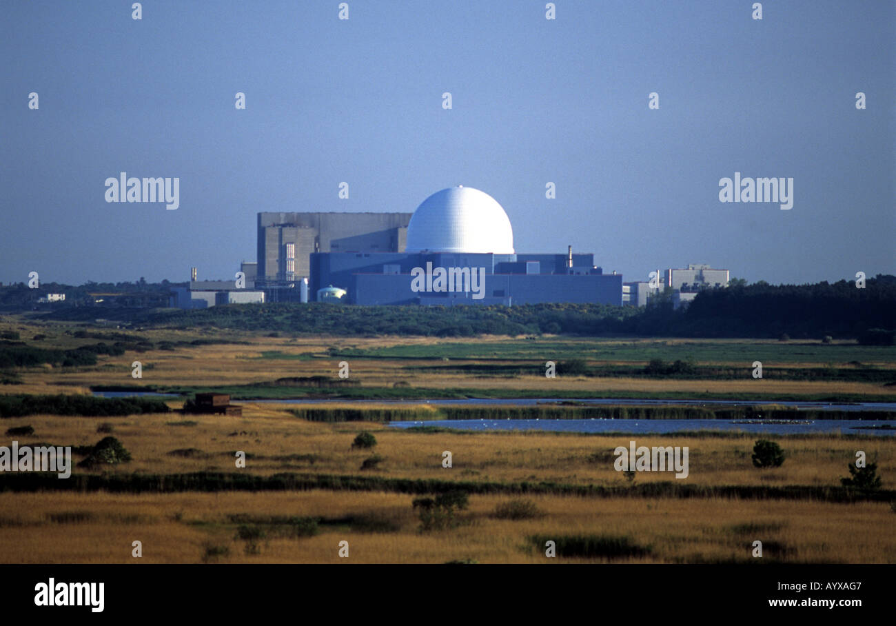 La réserve naturelle de Minsmere et la centrale nucléaire de Sizewell B, EDF Energy, prévoient de construire une troisième centrale électrique sur ce site à Suffolk, au Royaume-Uni. Banque D'Images