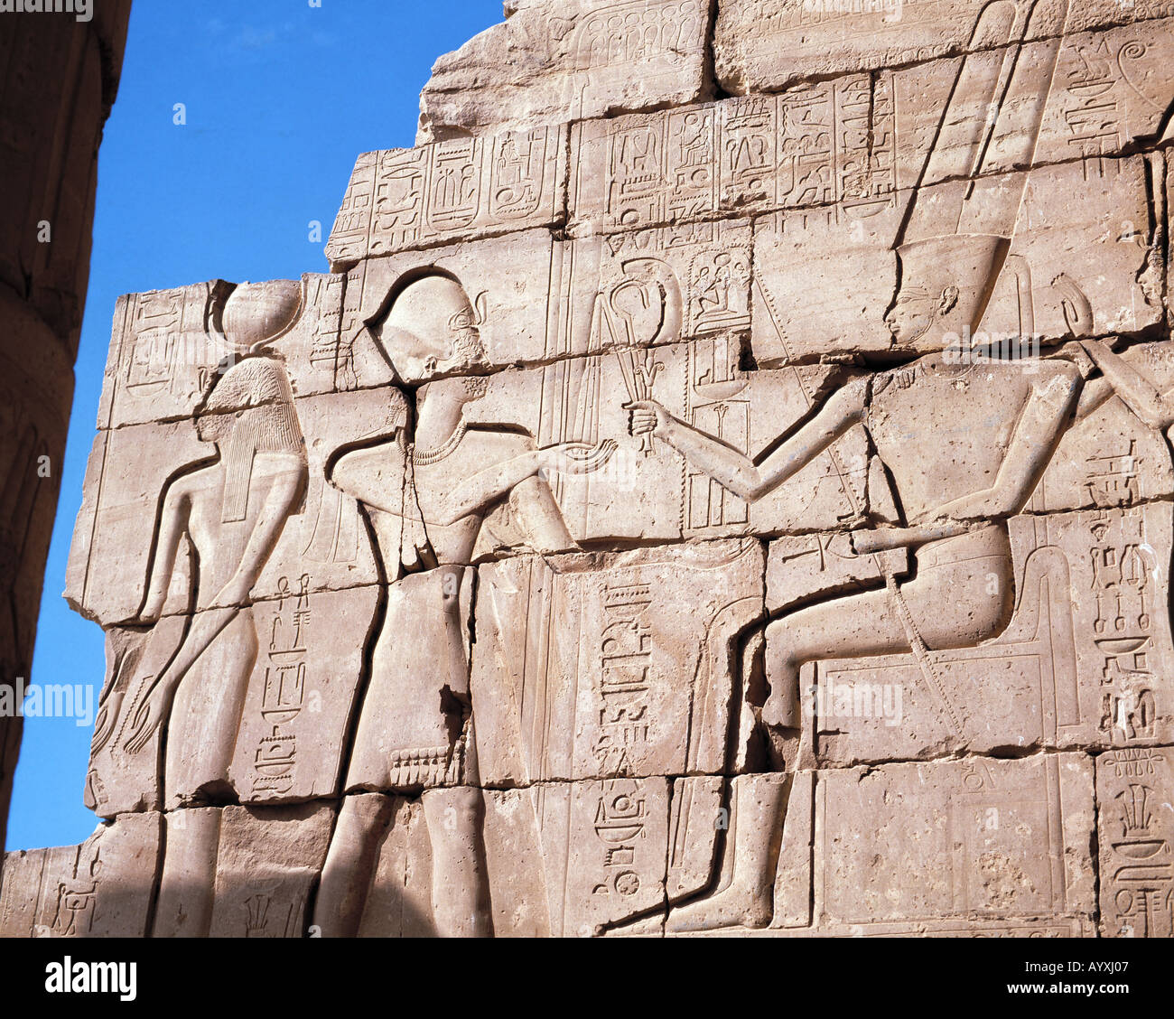 Suis Wandrelief Tempelanlage, Ramesseum, Ausgrabungsstaette Theben-West Ausgrabungen,,, Oberaegypten Banque D'Images