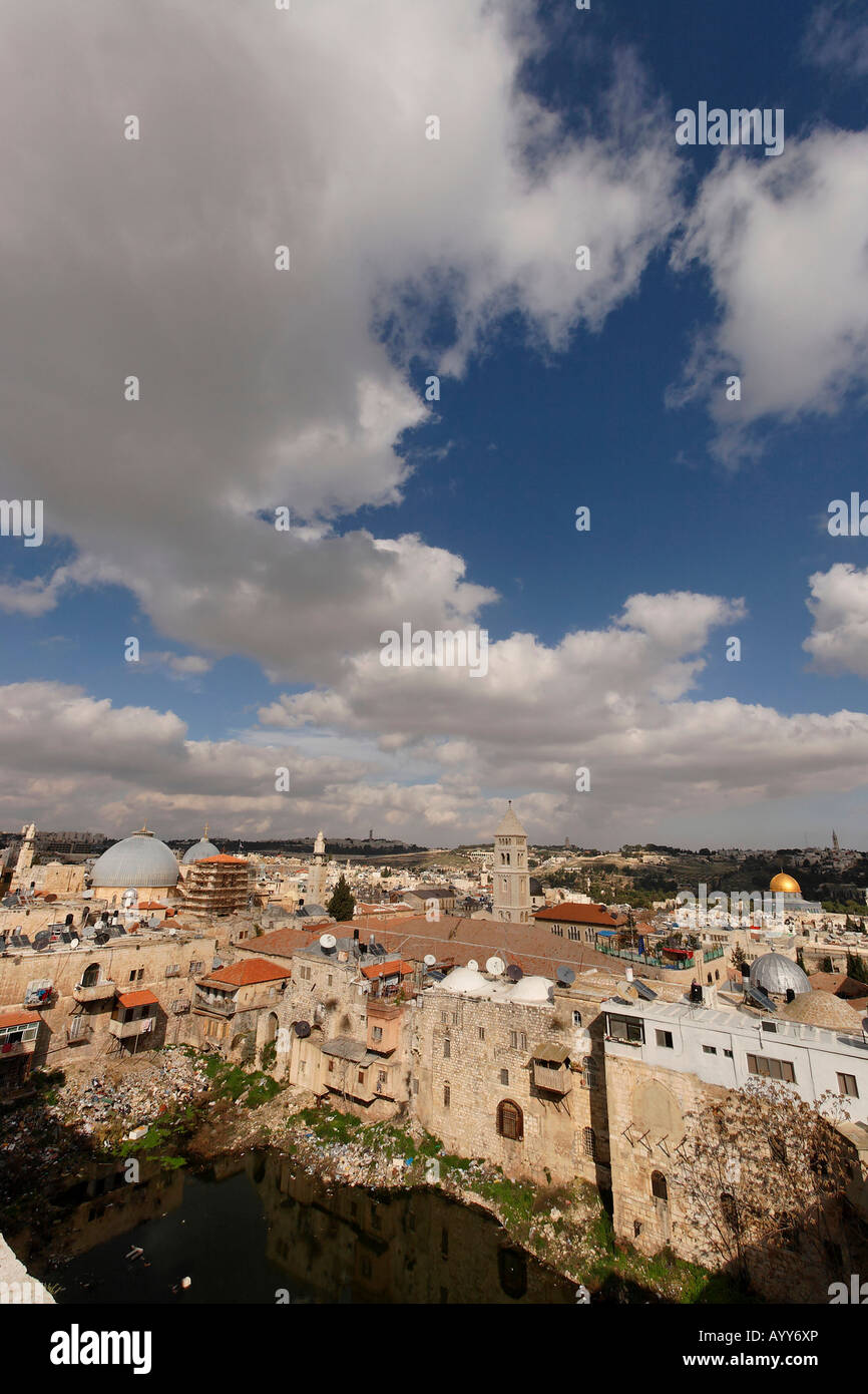 Israël Jérusalem Vue de la Vieille Ville Mont des Oliviers est dans l'arrière-plan Banque D'Images