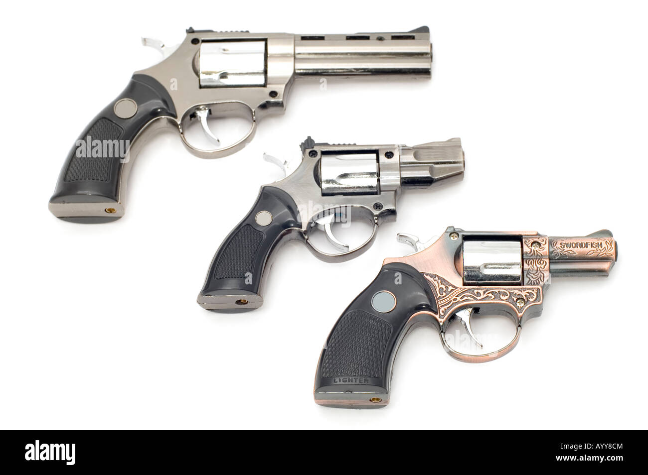 Sur l'outil objet blanc pistolet briquet Banque D'Images